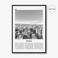 Sendai Print Black and White, Sendai Wall Art, Sendai Poster, Sendai Photo, Sendai Wall Décor, Sendai Map, Japan