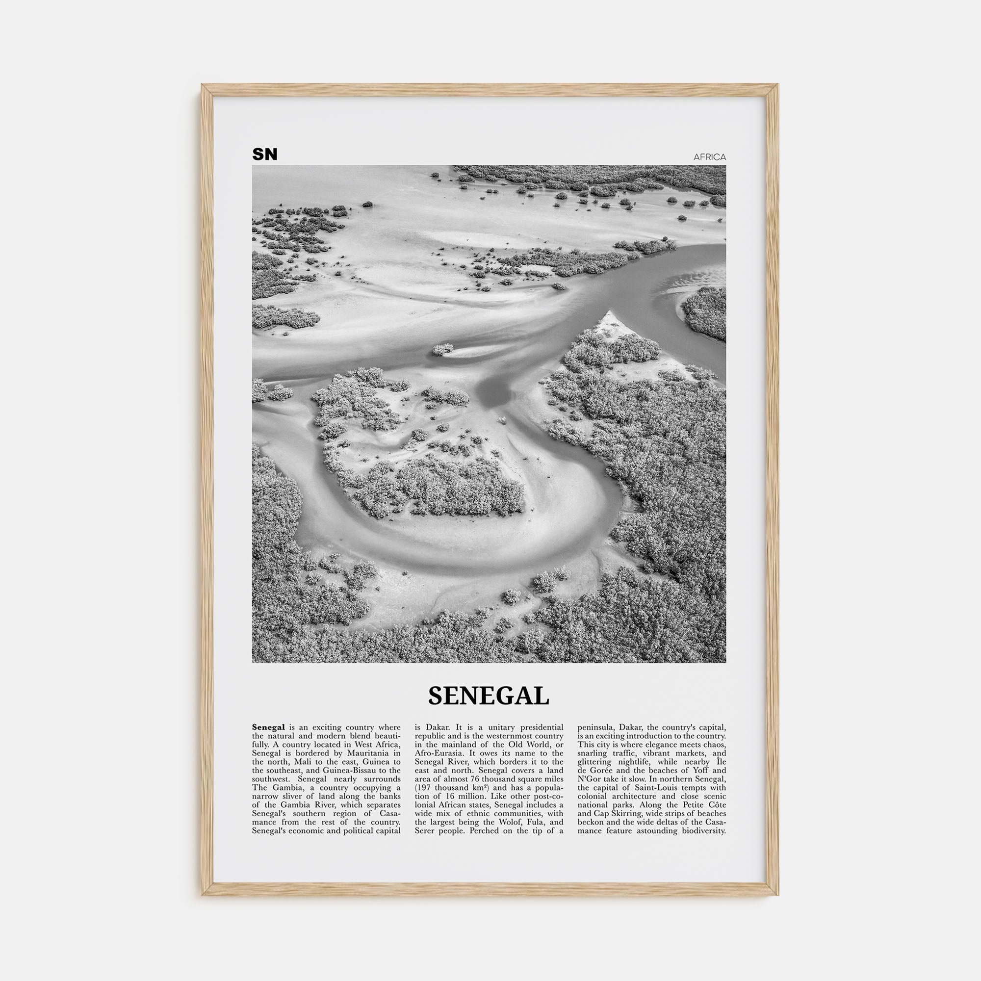 Senegal Travel B&W Poster