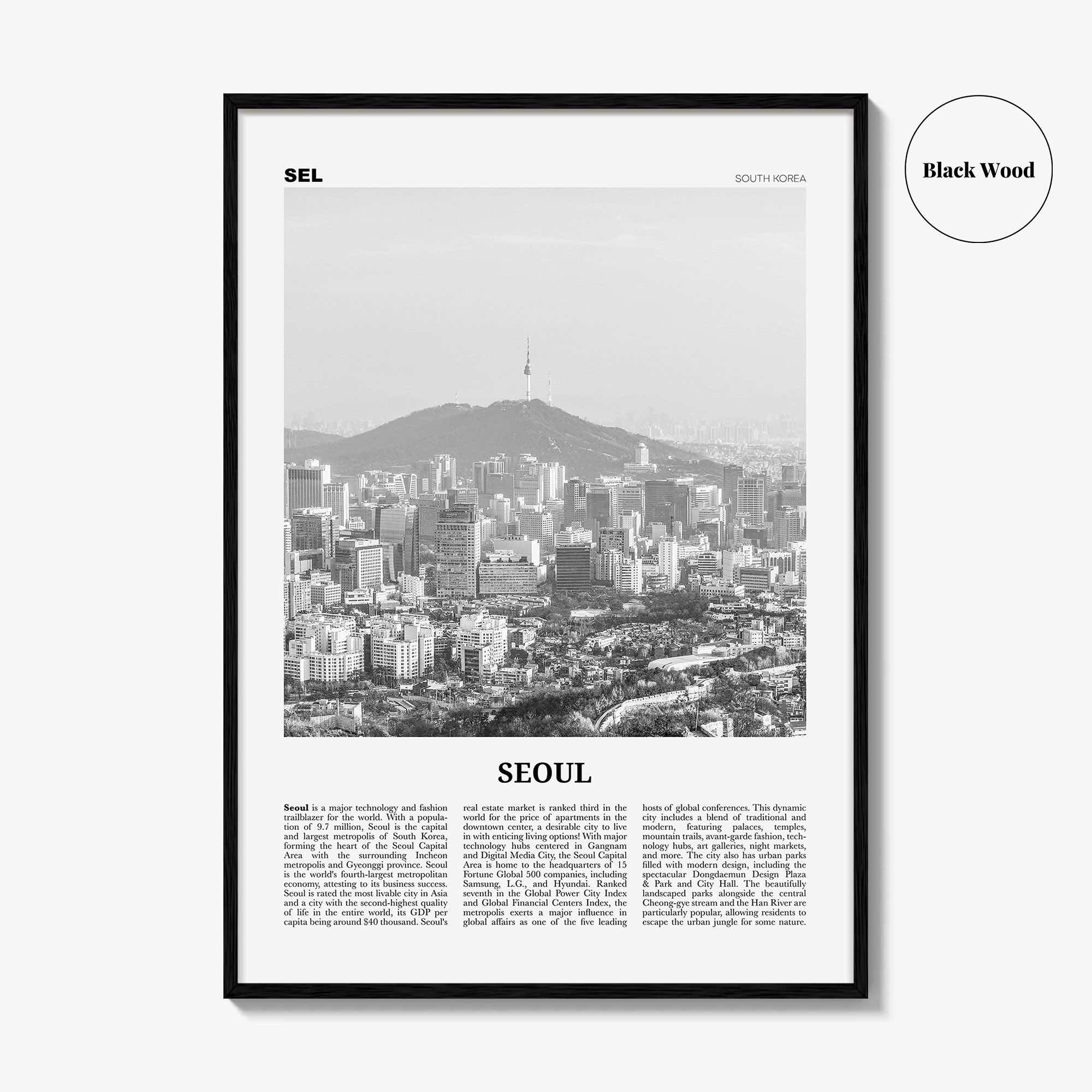 Seoul Print Black and White No 2, Seoul Wall Art, Seoul Poster, Seoul Photo, Seoul Wall Decor, South Korea, 서울 대한민국 한국 남한 지도, Asia