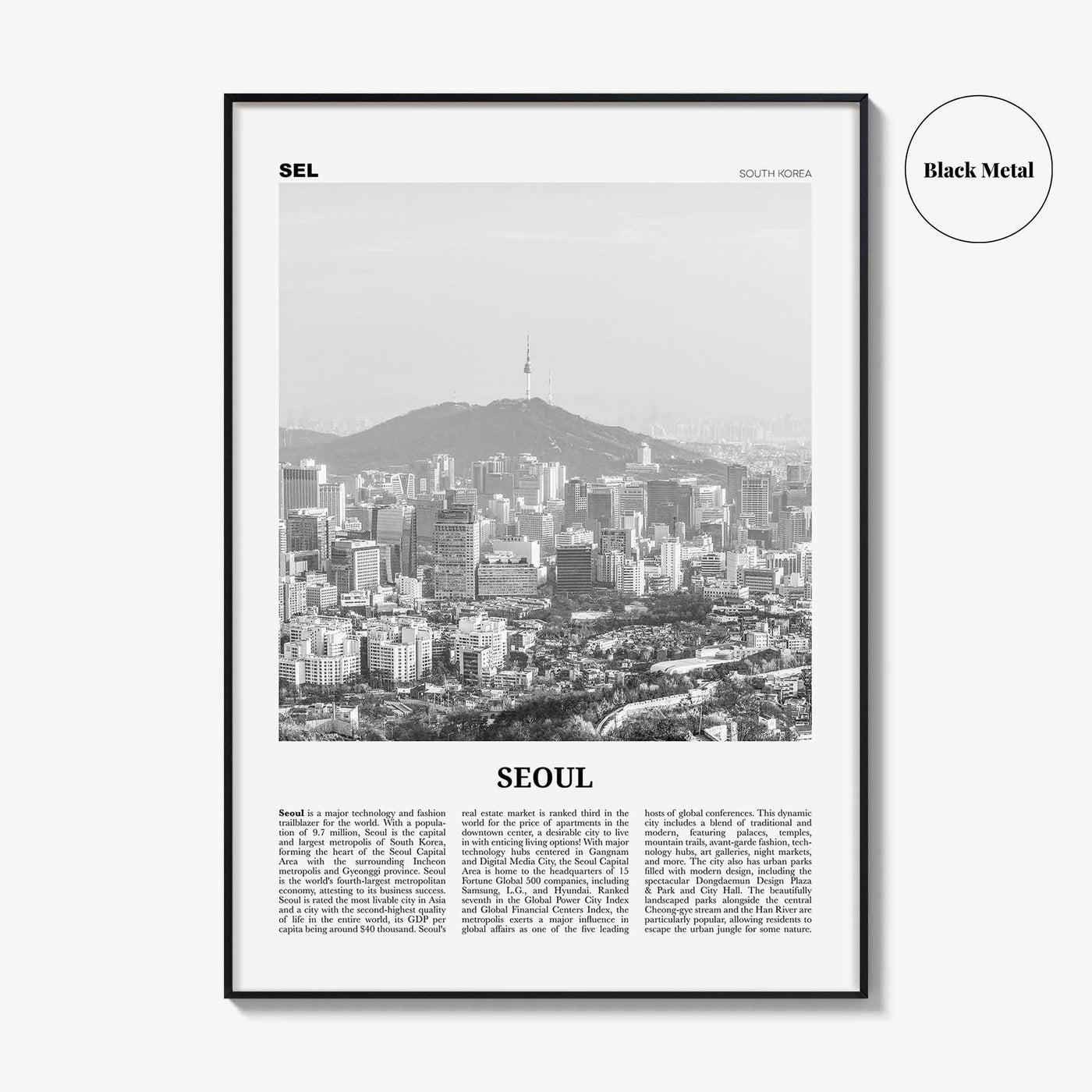 Seoul Print Black and White No 2, Seoul Wall Art, Seoul Poster, Seoul Photo, Seoul Wall Decor, South Korea, 서울 대한민국 한국 남한 지도, Asia