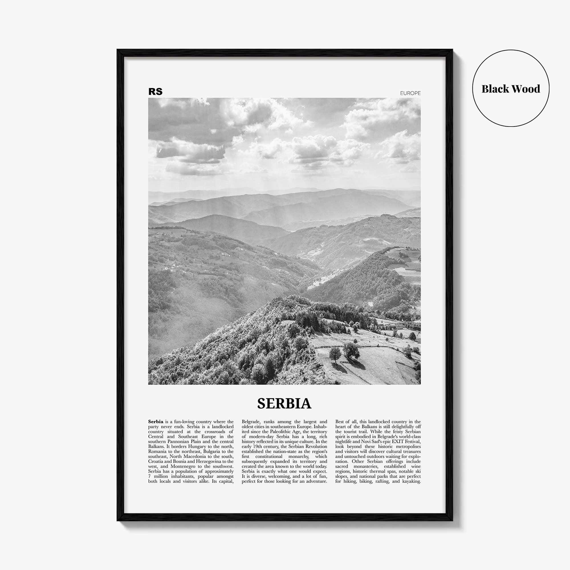 Serbia Print Black and White, Serbia Wall Art, Serbia Poster, Serbia Photo, Serbia Wall Decor, Србија, Srbija, Belgrade, Balkan, Europe