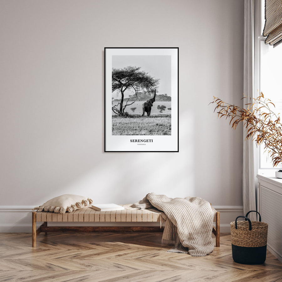 Serengeti National Park Portrait B&W Poster