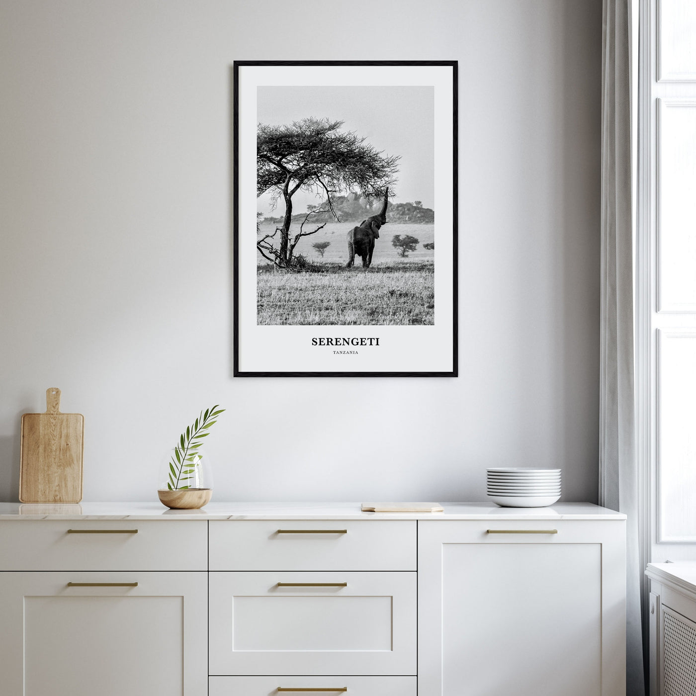 Serengeti National Park Portrait B&W Poster