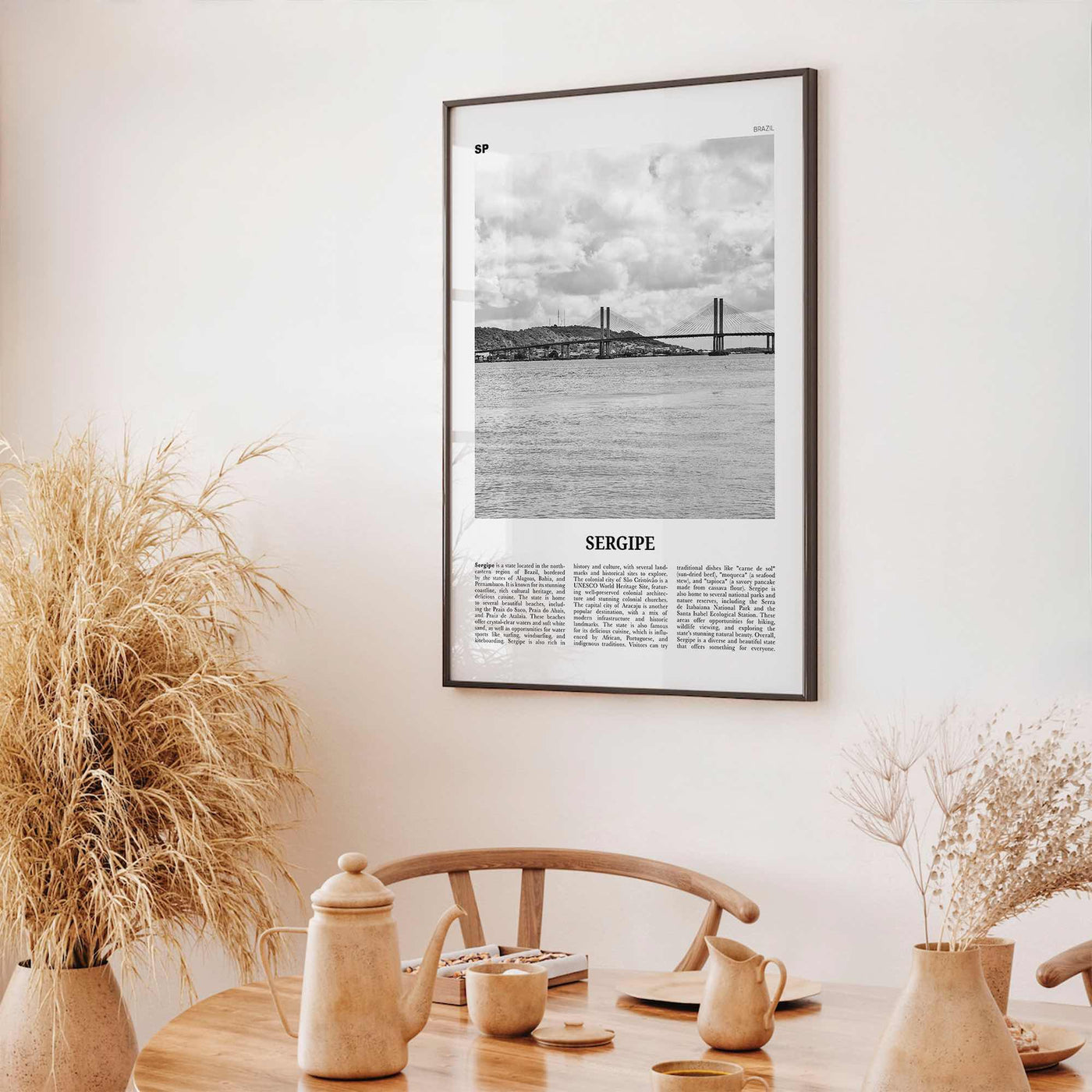 Sergipe Print Black and White, Sergipe Wall Art, Sergipe Poster, Sergipe Photo, Sergipe Wall Décor, Sergipe Map, Brazil