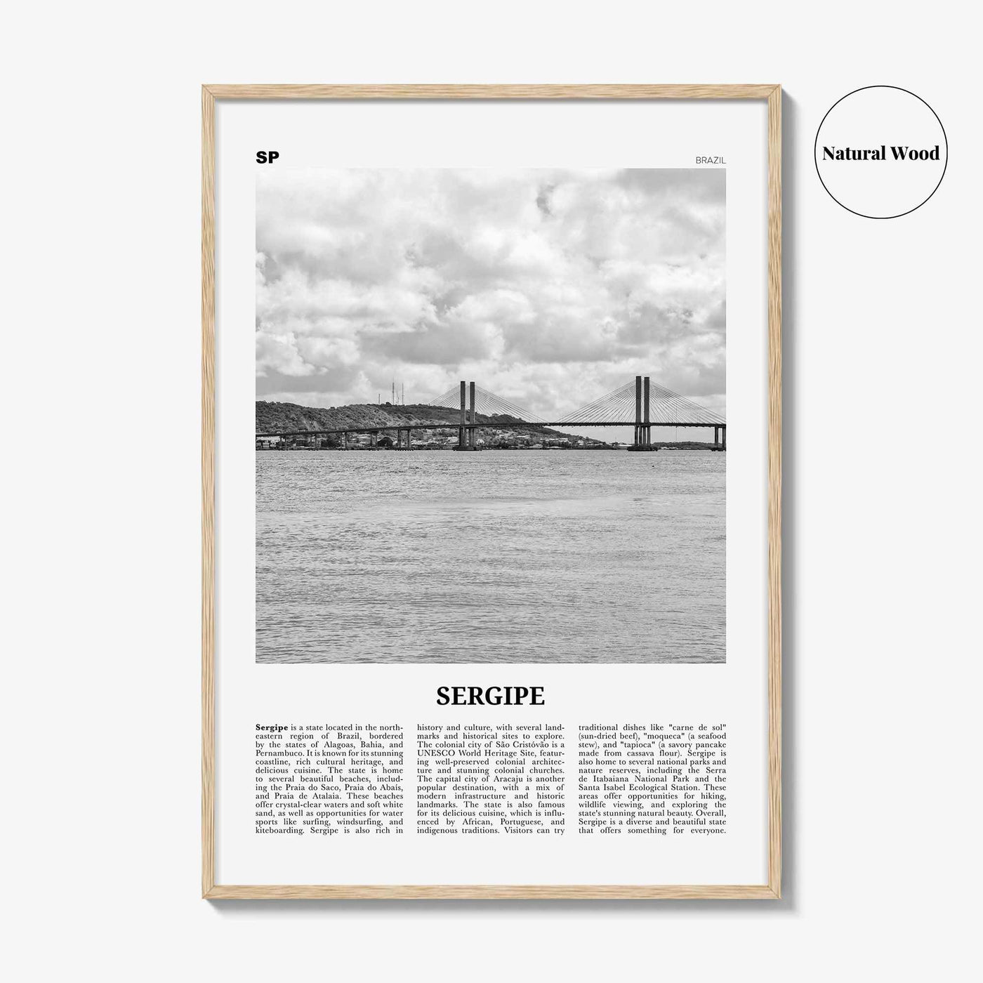 Sergipe Print Black and White, Sergipe Wall Art, Sergipe Poster, Sergipe Photo, Sergipe Wall Décor, Sergipe Map, Brazil