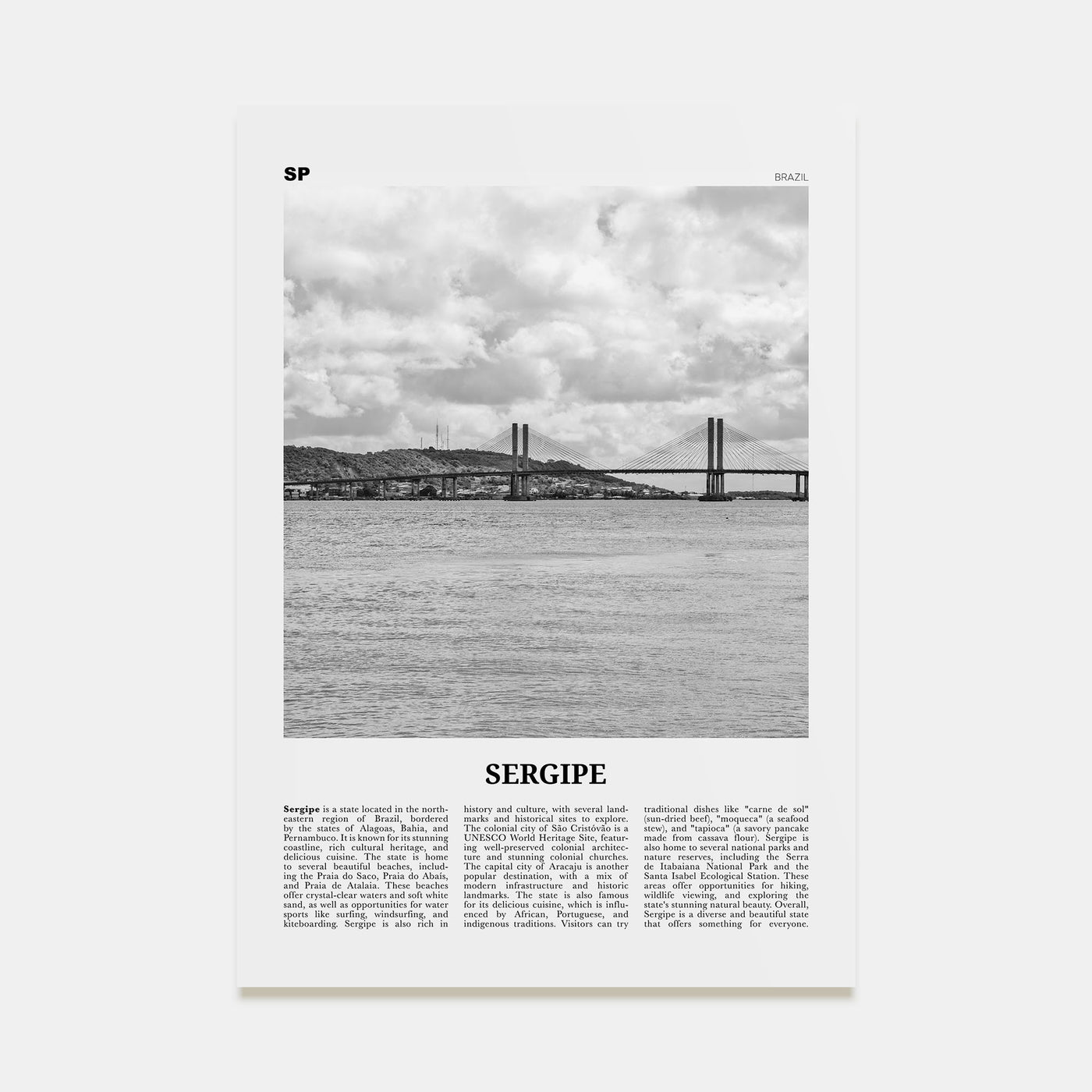 Sergipe Travel B&W Poster