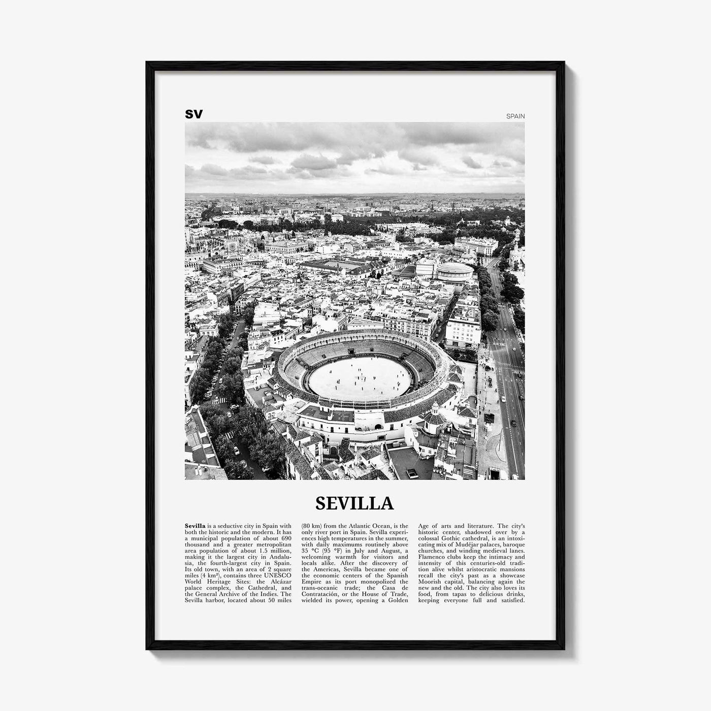 Sevilla Print Black and White, Seville Wall Art, Seville Poster, Seville Photo, Spain, Sevilla, Andalusia, España, Europe
