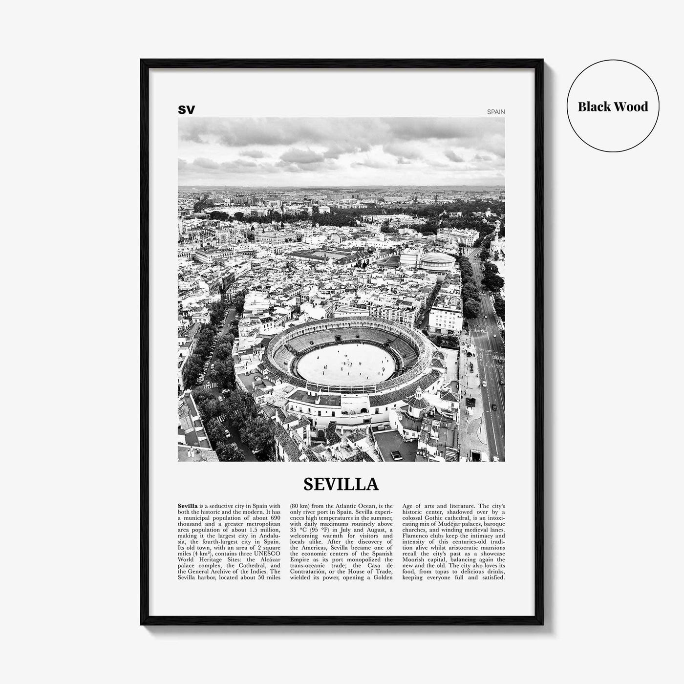 Sevilla Print Black and White, Seville Wall Art, Seville Poster, Seville Photo, Spain, Sevilla, Andalusia, España, Europe