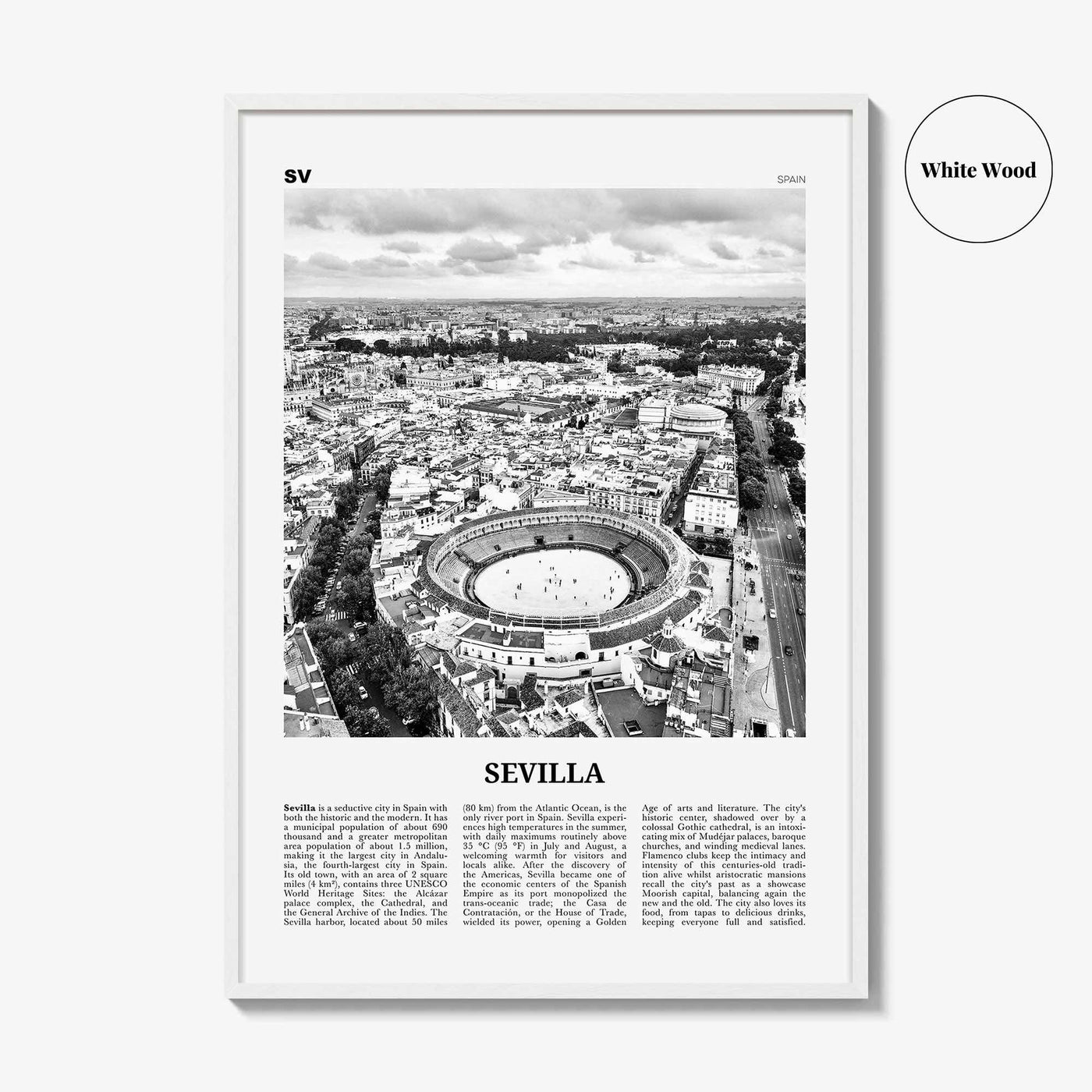 Sevilla Print Black and White, Seville Wall Art, Seville Poster, Seville Photo, Spain, Sevilla, Andalusia, España, Europe