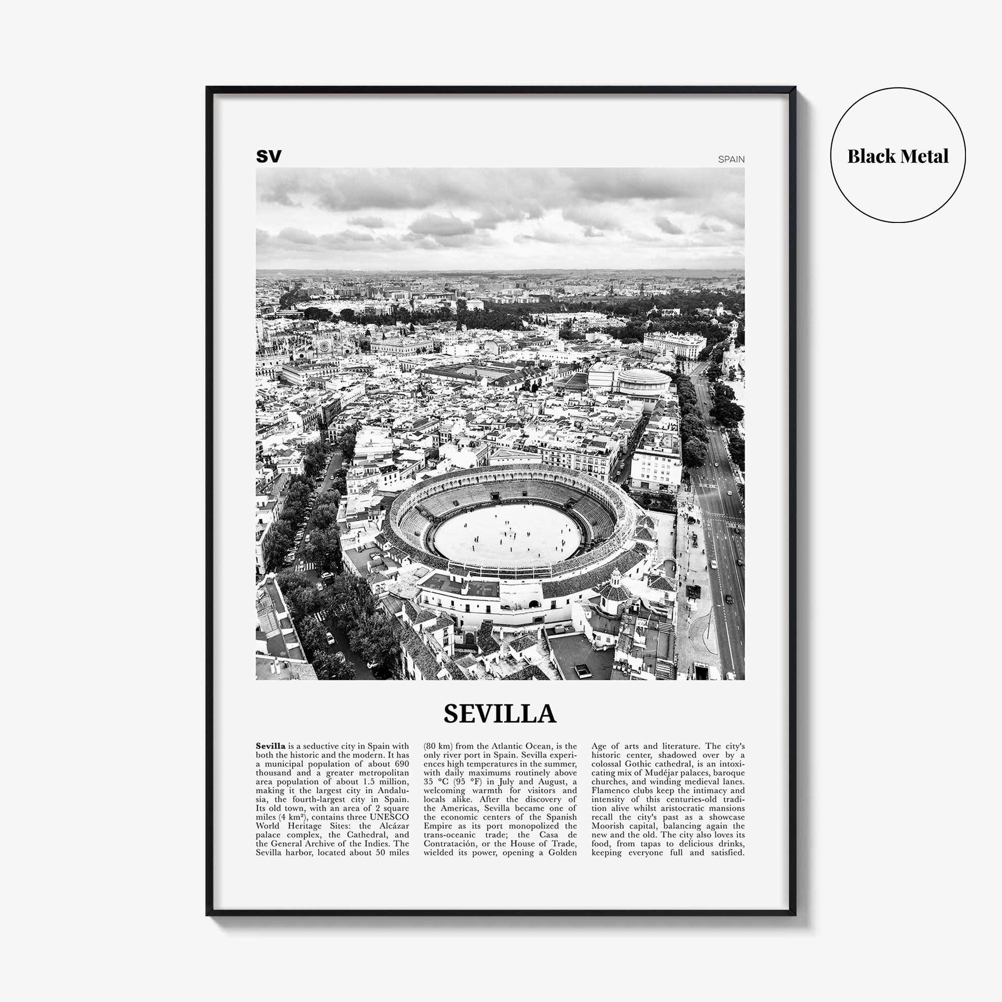 Sevilla Print Black and White, Seville Wall Art, Seville Poster, Seville Photo, Spain, Sevilla, Andalusia, España, Europe