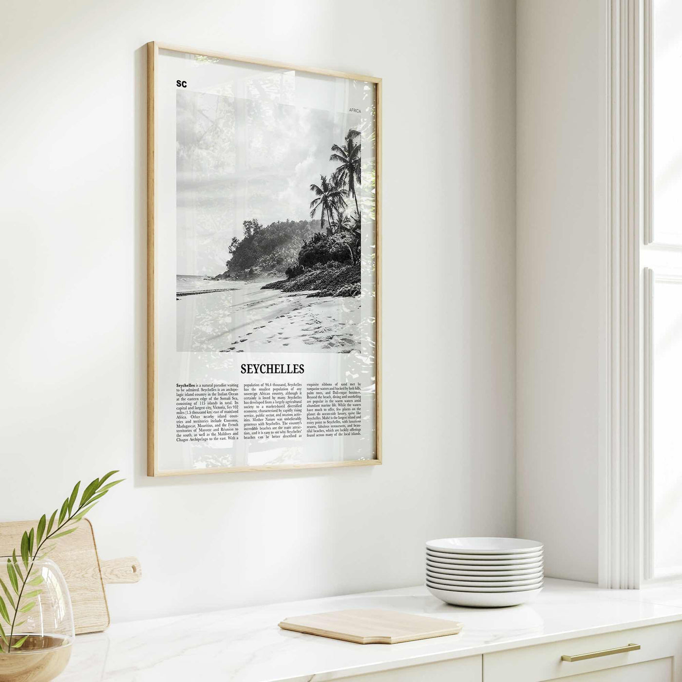 Seychelles Print Black and White, Seychelles Wall Art, Seychelles Poster, Seychelles Photo, Seychelles Wall Decor, Mahé, Victoria, Africa