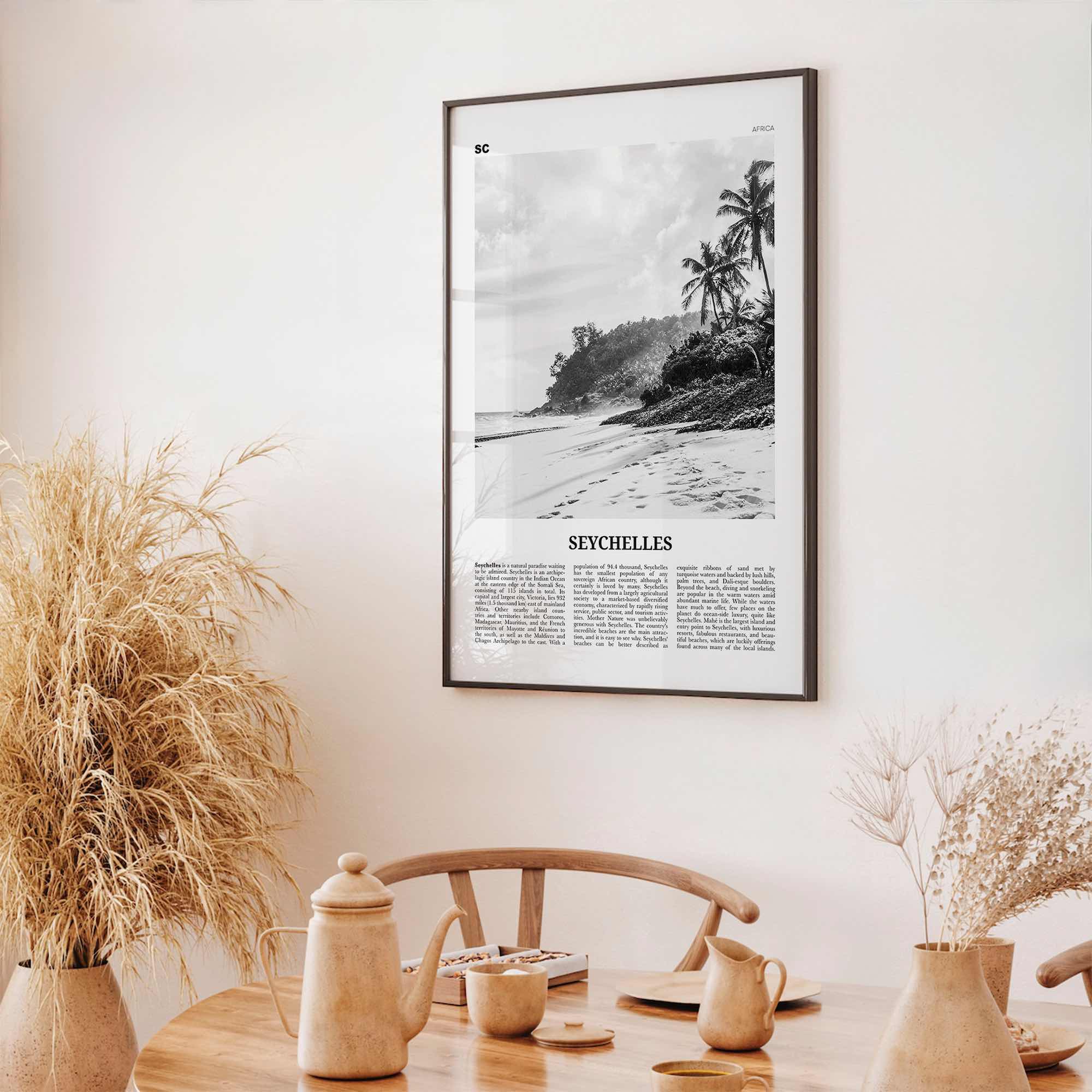Seychelles Print Black and White, Seychelles Wall Art, Seychelles Poster, Seychelles Photo, Seychelles Wall Decor, Mahé, Victoria, Africa