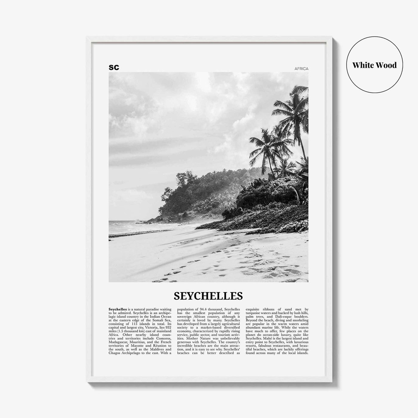 Seychelles Print Black and White, Seychelles Wall Art, Seychelles Poster, Seychelles Photo, Seychelles Wall Decor, Mahé, Victoria, Africa