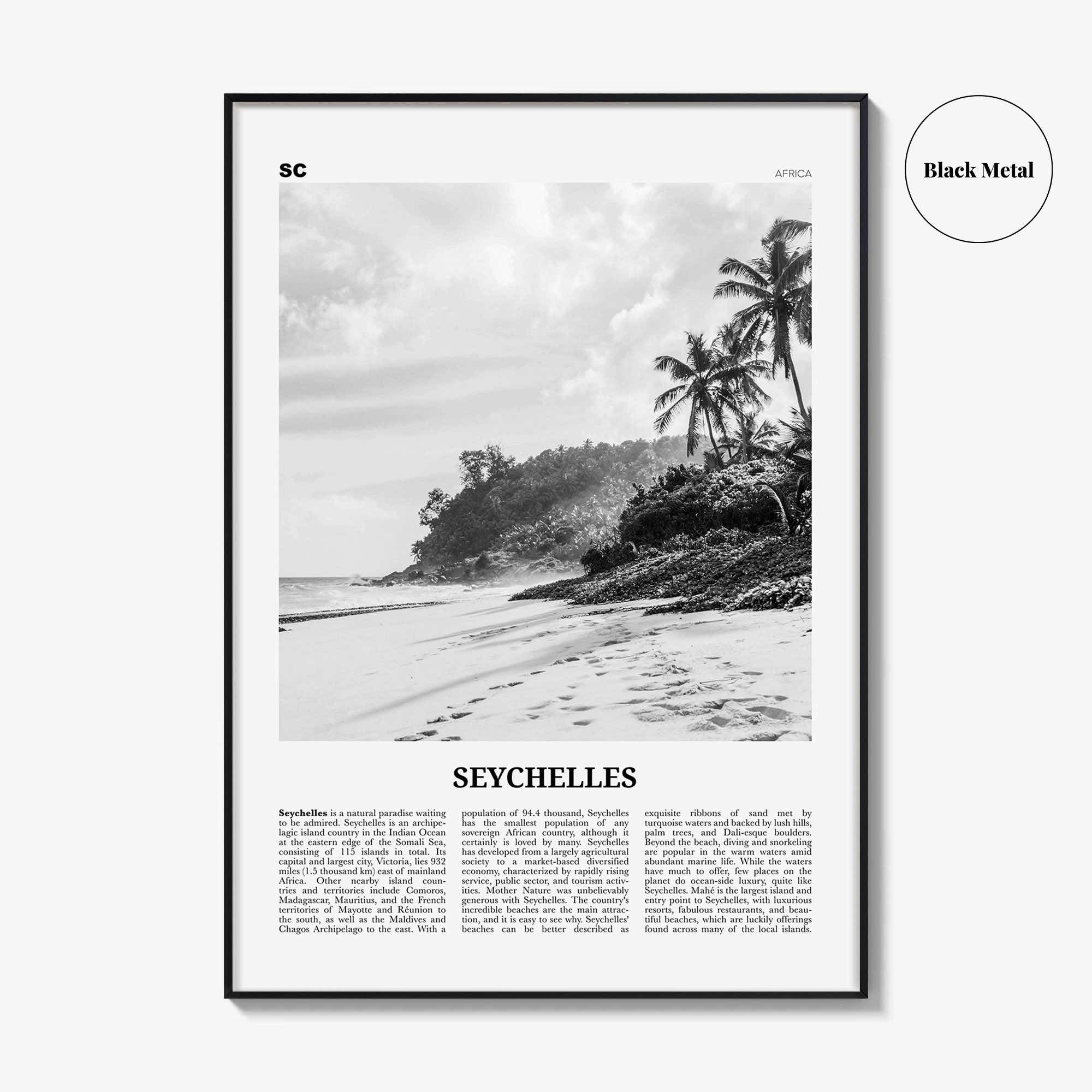 Seychelles Print Black and White, Seychelles Wall Art, Seychelles Poster, Seychelles Photo, Seychelles Wall Decor, Mahé, Victoria, Africa