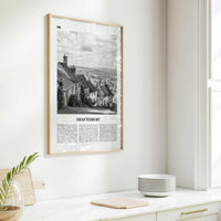 Shaftesbury Print Black and White, Shaftesbury Wall Art, Shaftesbury Poster, Shaftesbury Photo, Shaftesbury Map, England, UK, United Kingdom