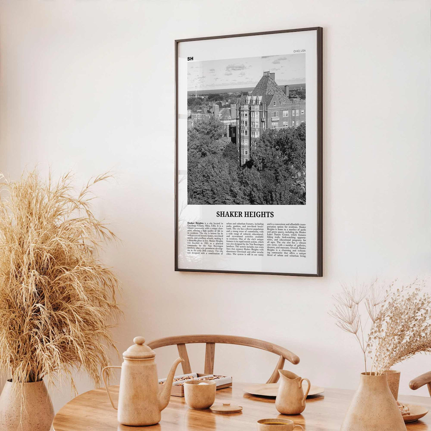 Shaker Heights Print Black and White, Shaker Heights Wall Art, Shaker Heights Poster, Shaker Heights Photo, Wall Décor, Shaker Heights Map