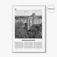 Shaker Heights Print Black and White, Shaker Heights Wall Art, Shaker Heights Poster, Shaker Heights Photo, Wall Décor, Shaker Heights Map