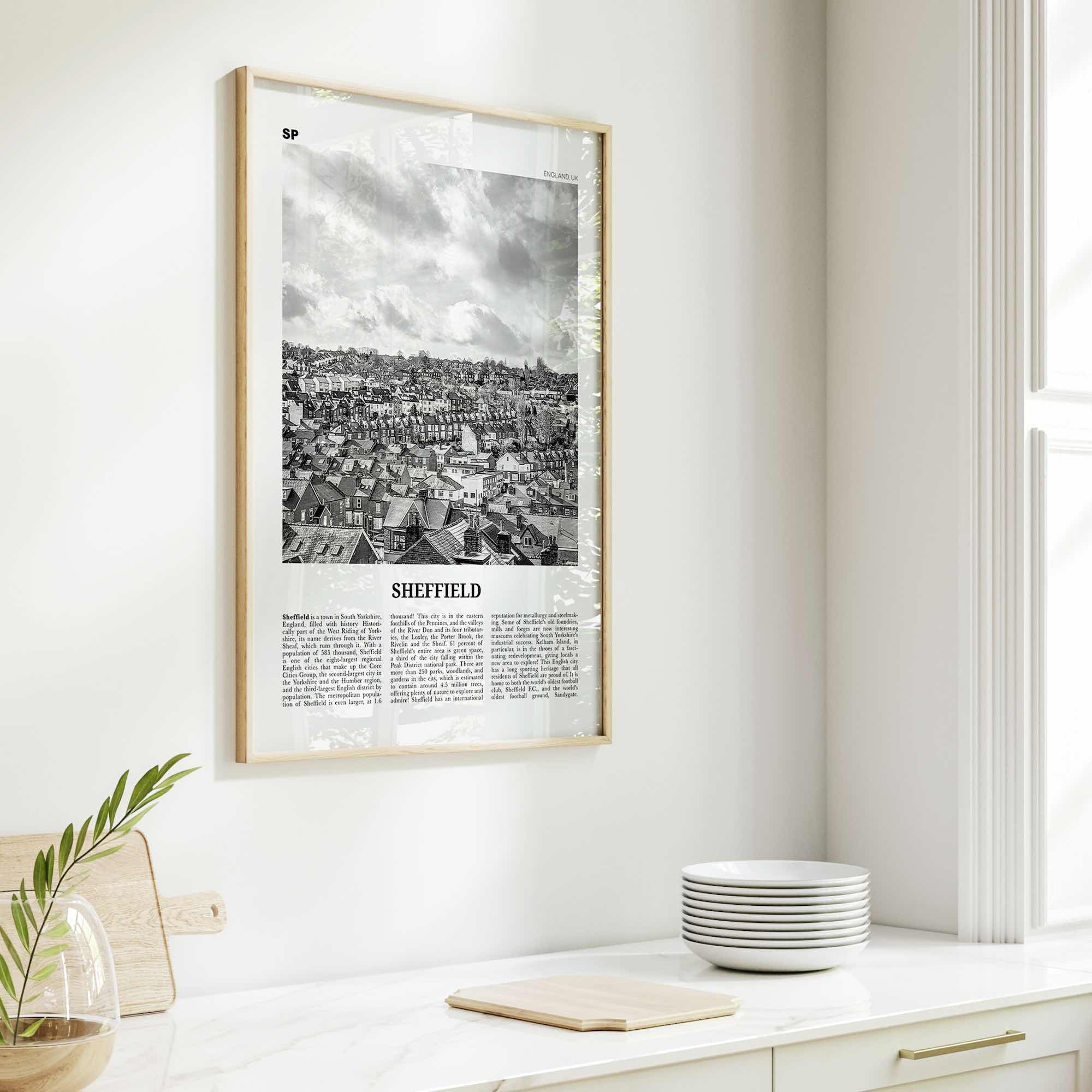 Sheffield Print Black and White, Sheffield Wall Art, Sheffield Poster, Sheffield Photo, Yorkshire, England, UK, United Kingdom, Europe