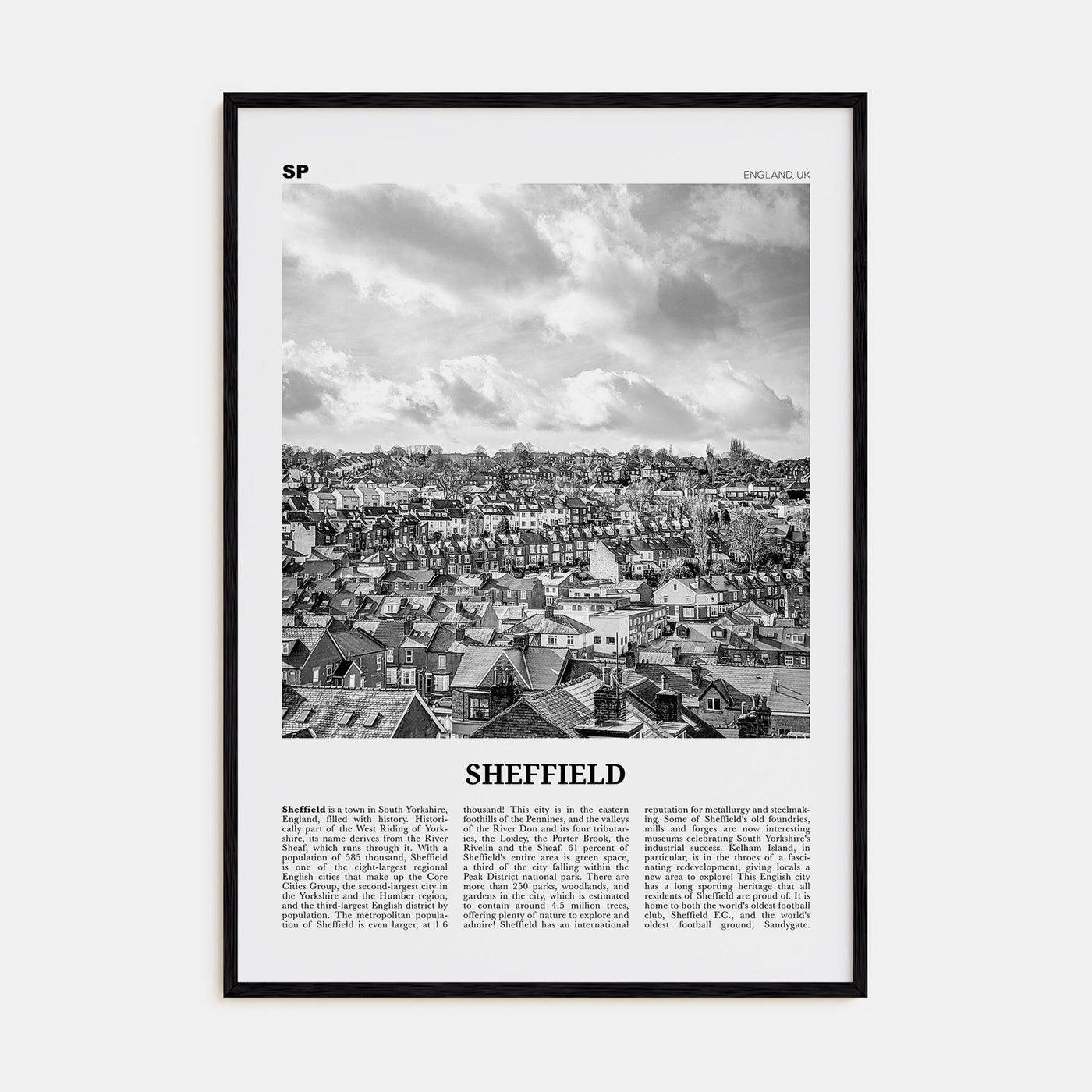 Sheffield Travel B&W Poster