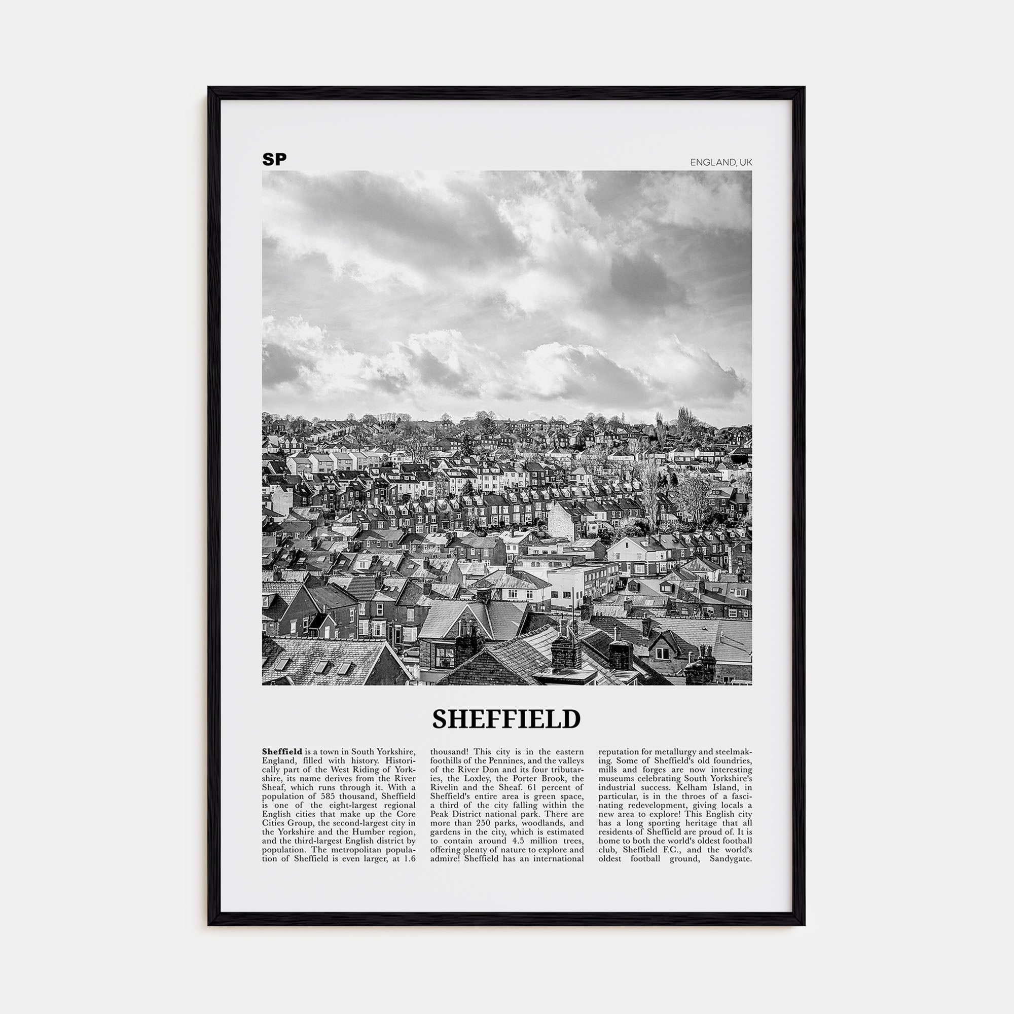 Sheffield Travel B&W Poster