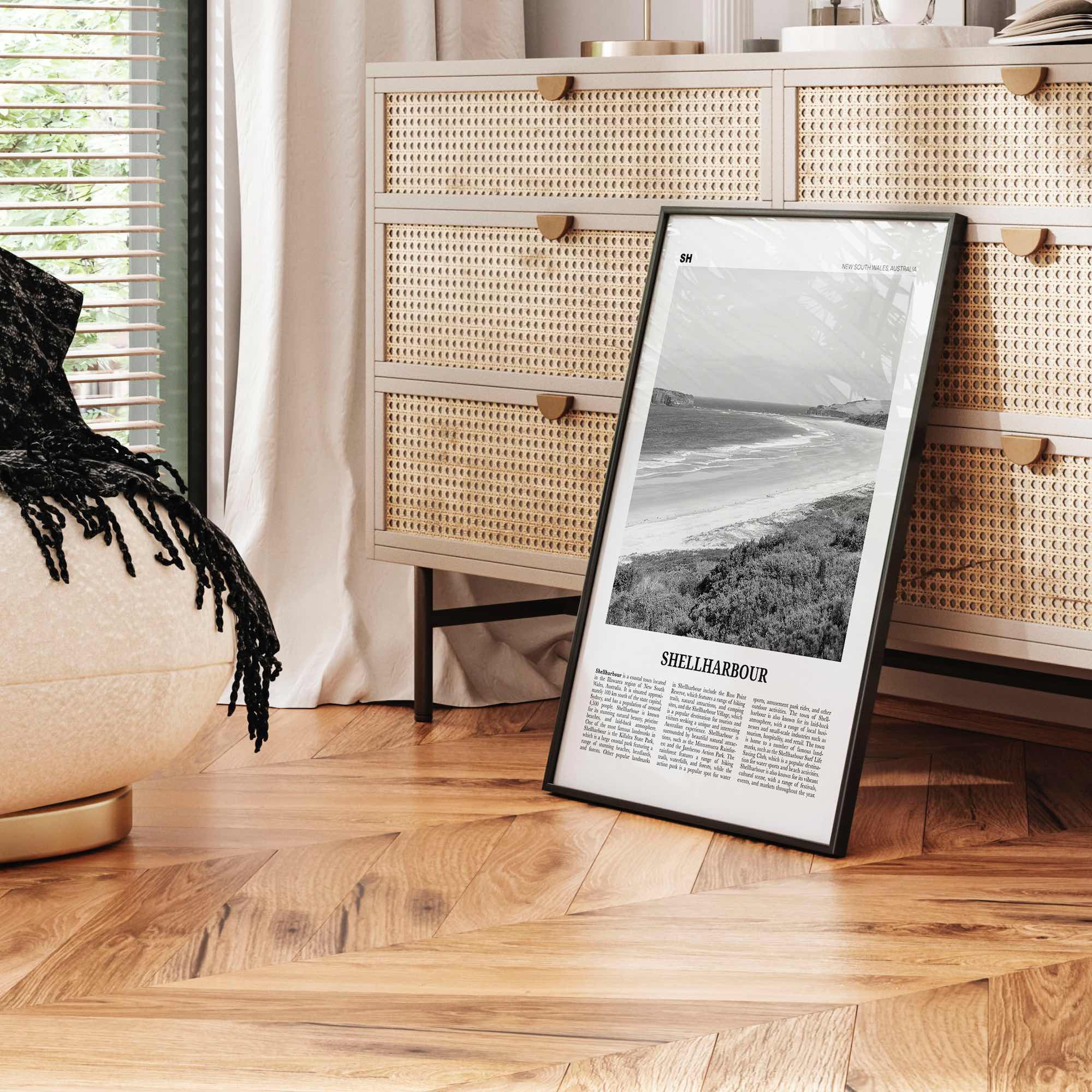 Shellharbour Print Black and White, Shellharbour Wall Art, Shellharbour Poster, Shellharbour Photo, Shellharbour Décor, Shellharbour Map