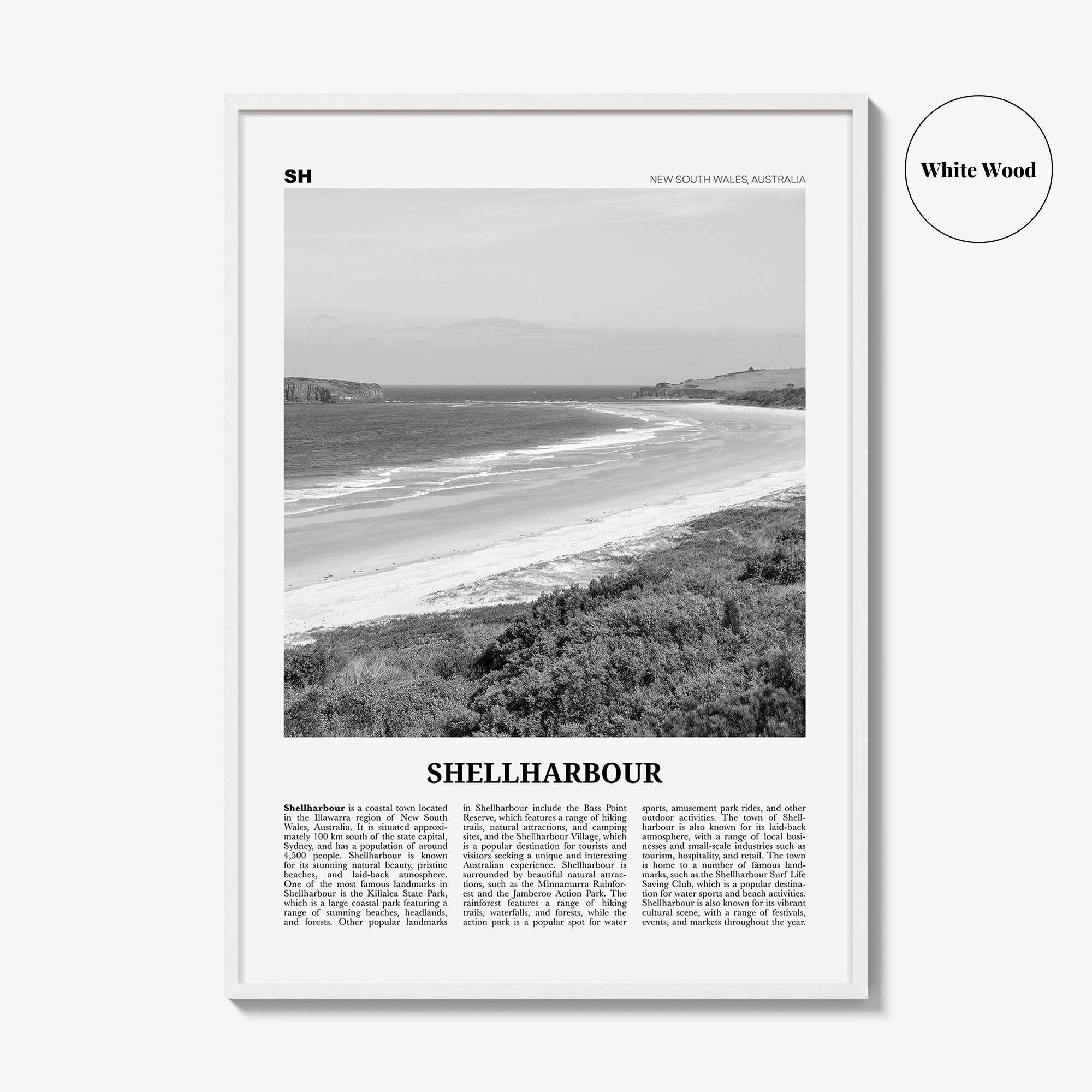 Shellharbour Print Black and White, Shellharbour Wall Art, Shellharbour Poster, Shellharbour Photo, Shellharbour Décor, Shellharbour Map