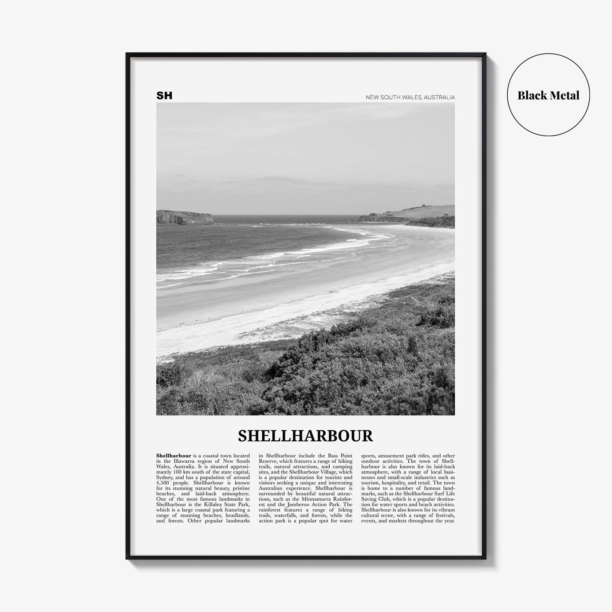 Shellharbour Print Black and White, Shellharbour Wall Art, Shellharbour Poster, Shellharbour Photo, Shellharbour Décor, Shellharbour Map