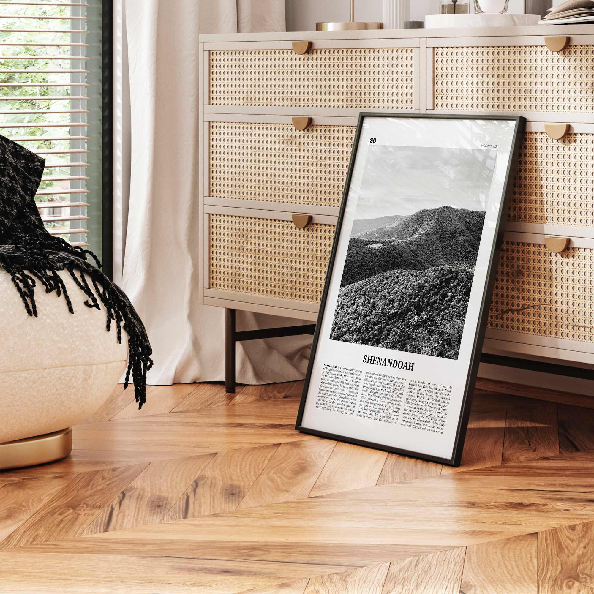 Shenandoah Print Black and White, Shenandoah Wall Art, Shenandoah Poster, Shenandoah Photo, Virginia, USA, United States, North America