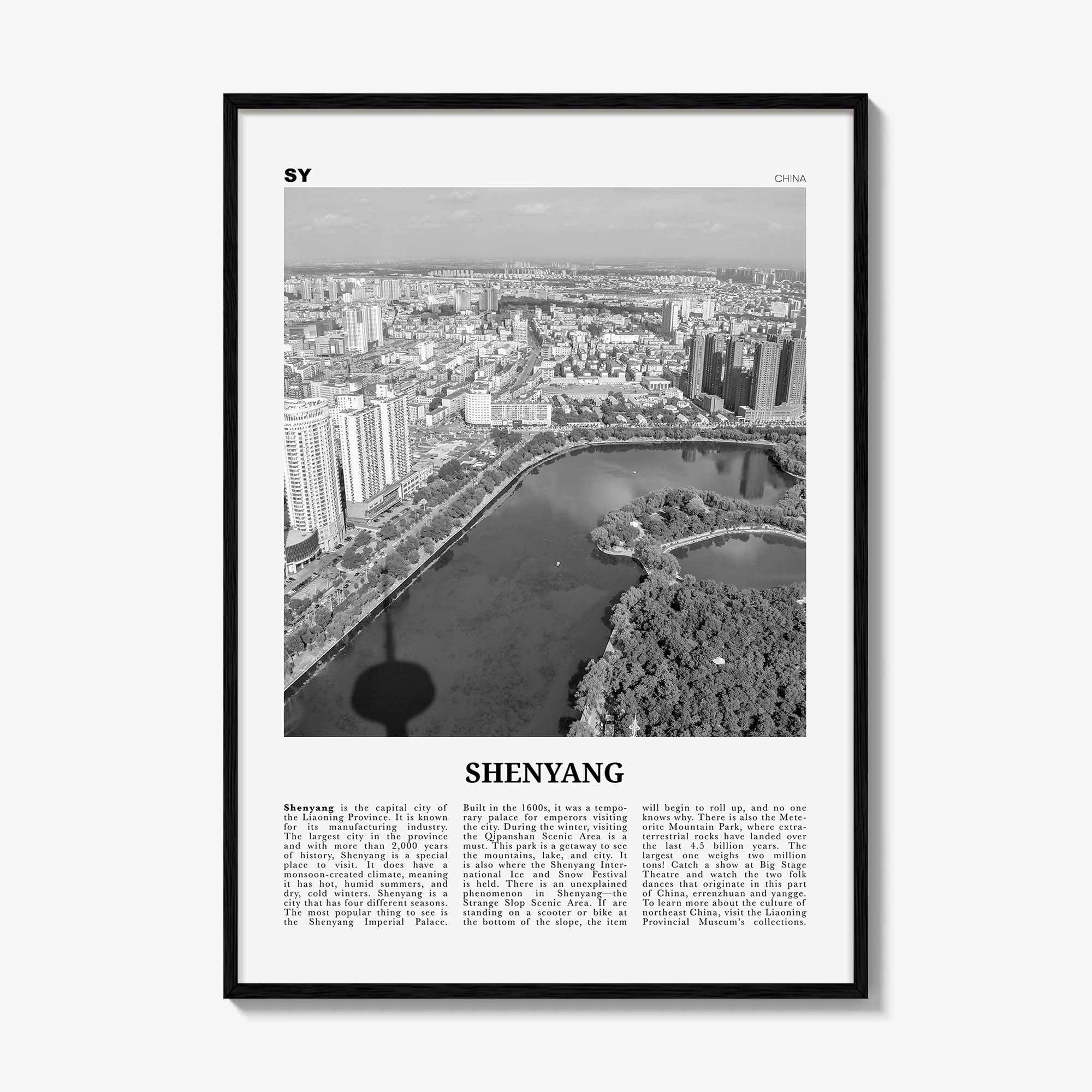 Shenyang Print Black and White, Shenyang Wall Art, Shenyang Poster, Shenyang Photo, Shenyang Wall Décor, Shenyang Map, China