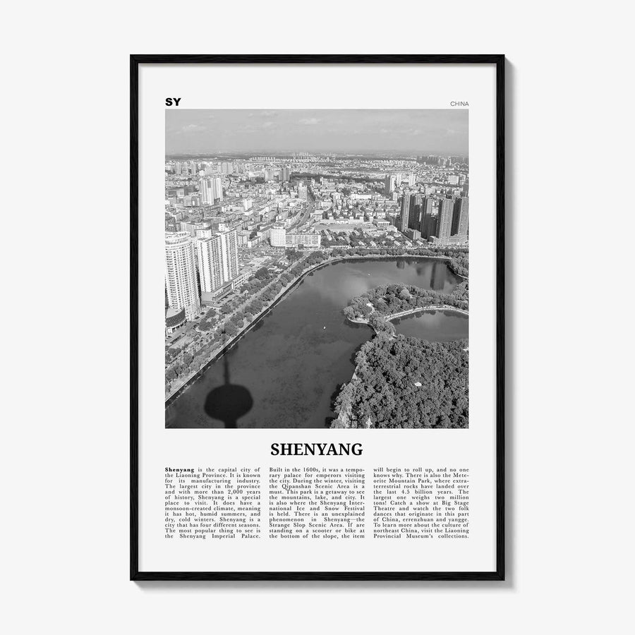Shenyang Print Black and White, Shenyang Wall Art, Shenyang Poster, Shenyang Photo, Shenyang Wall Décor, Shenyang Map, China