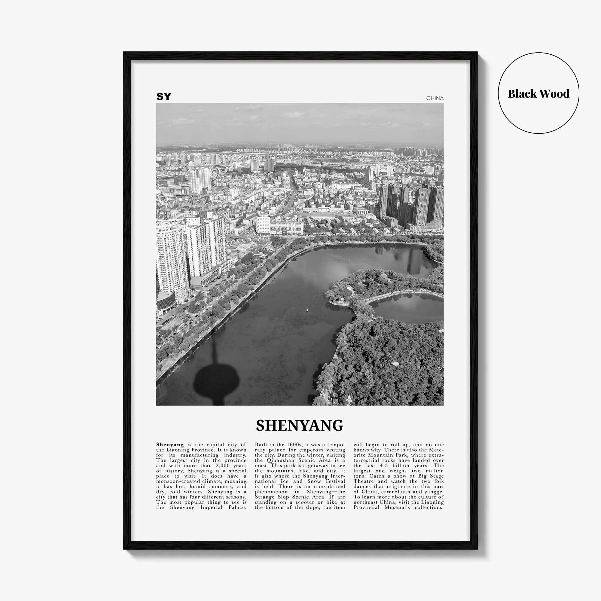 Shenyang Print Black and White, Shenyang Wall Art, Shenyang Poster, Shenyang Photo, Shenyang Wall Décor, Shenyang Map, China