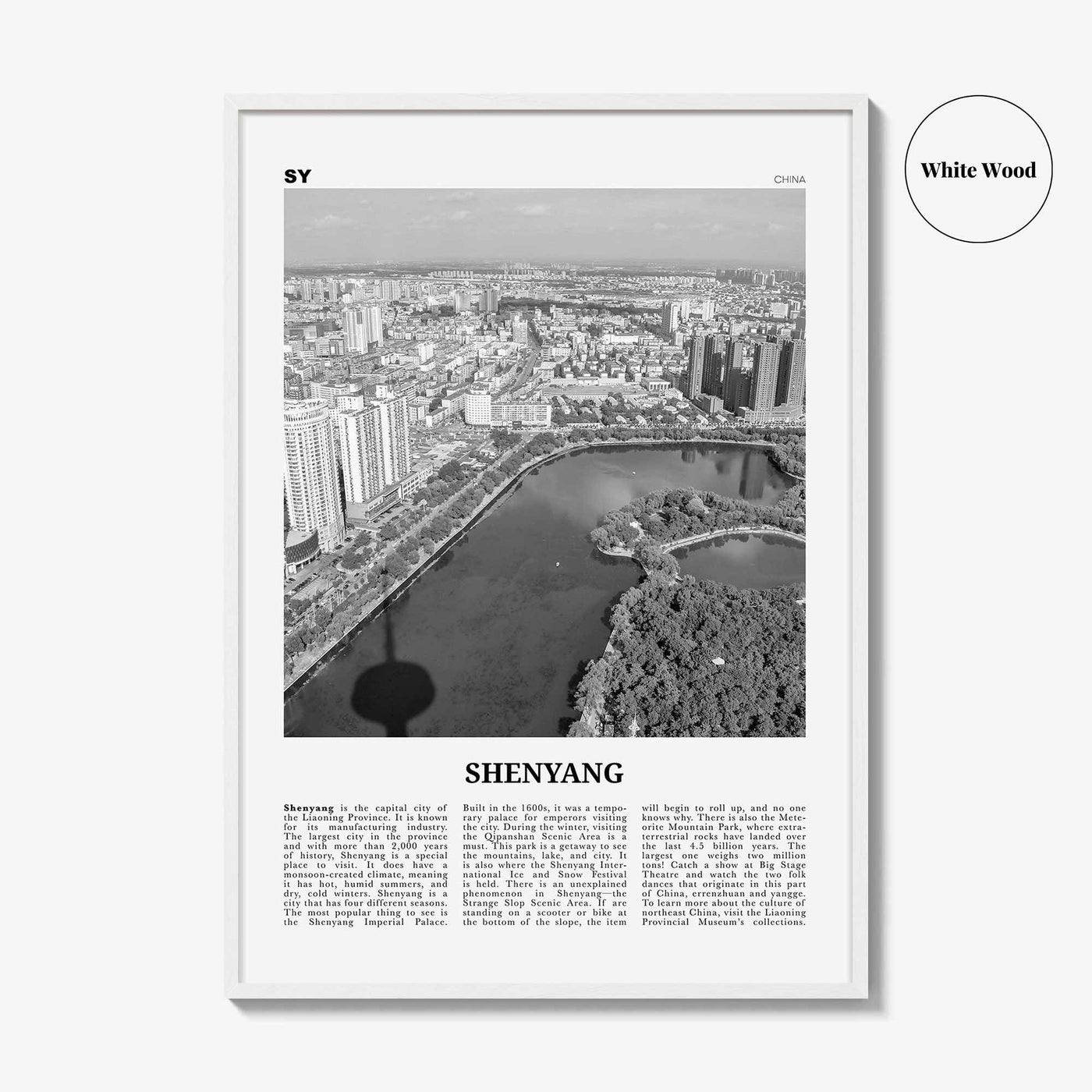 Shenyang Print Black and White, Shenyang Wall Art, Shenyang Poster, Shenyang Photo, Shenyang Wall Décor, Shenyang Map, China