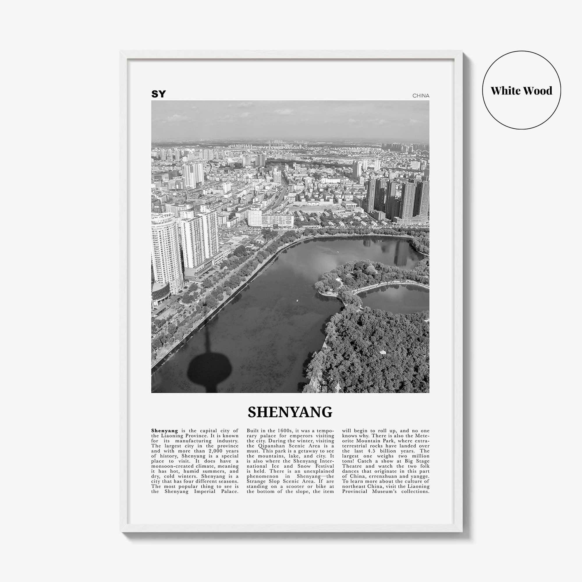 Shenyang Print Black and White, Shenyang Wall Art, Shenyang Poster, Shenyang Photo, Shenyang Wall Décor, Shenyang Map, China