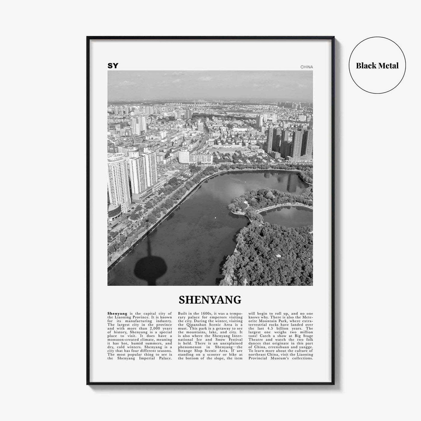 Shenyang Print Black and White, Shenyang Wall Art, Shenyang Poster, Shenyang Photo, Shenyang Wall Décor, Shenyang Map, China