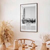 Shenzhen Print Black and White, Shenzhen Wall Art, Shenzhen Poster, Shenzhen Photo, Shenzhen Wall Décor, China, 深圳市