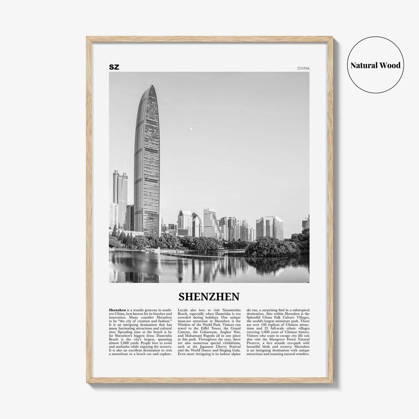 Shenzhen Print Black and White, Shenzhen Wall Art, Shenzhen Poster, Shenzhen Photo, Shenzhen Wall Décor, China, 深圳市