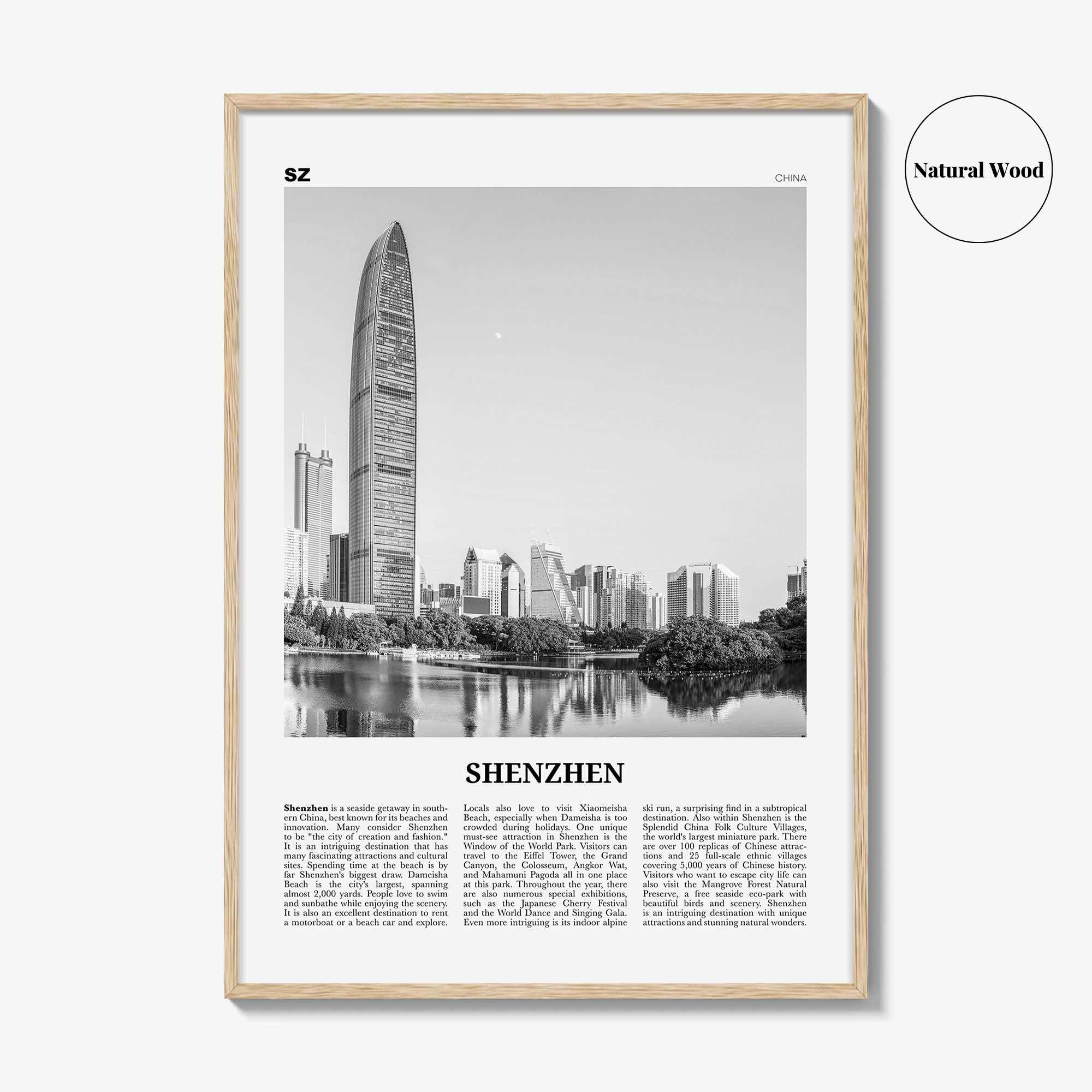 Shenzhen Print Black and White, Shenzhen Wall Art, Shenzhen Poster, Shenzhen Photo, Shenzhen Wall Décor, China, 深圳市