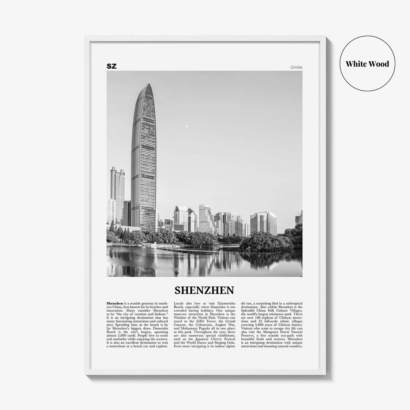 Shenzhen Print Black and White, Shenzhen Wall Art, Shenzhen Poster, Shenzhen Photo, Shenzhen Wall Décor, China, 深圳市