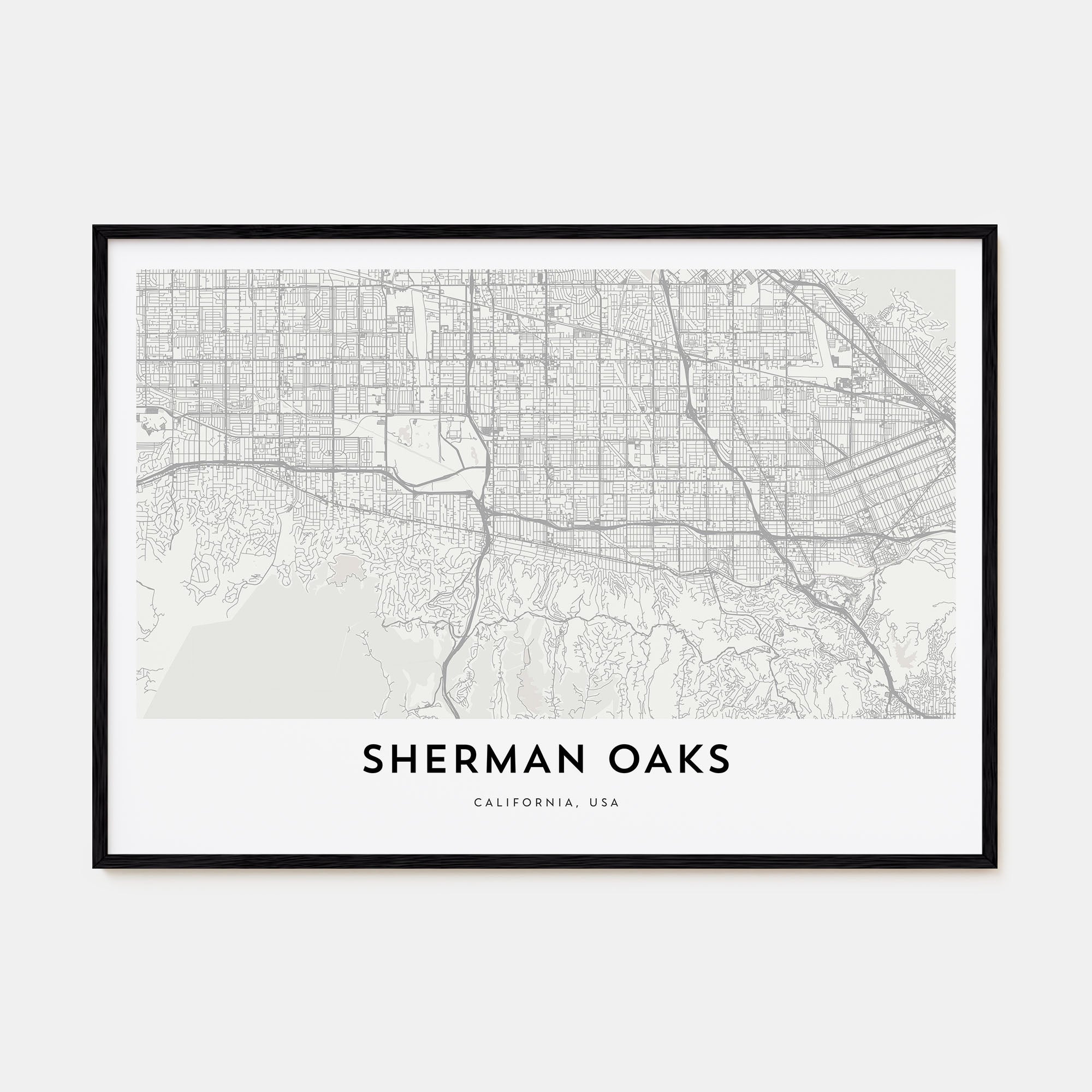 Sherman Oaks Map Landscape Poster