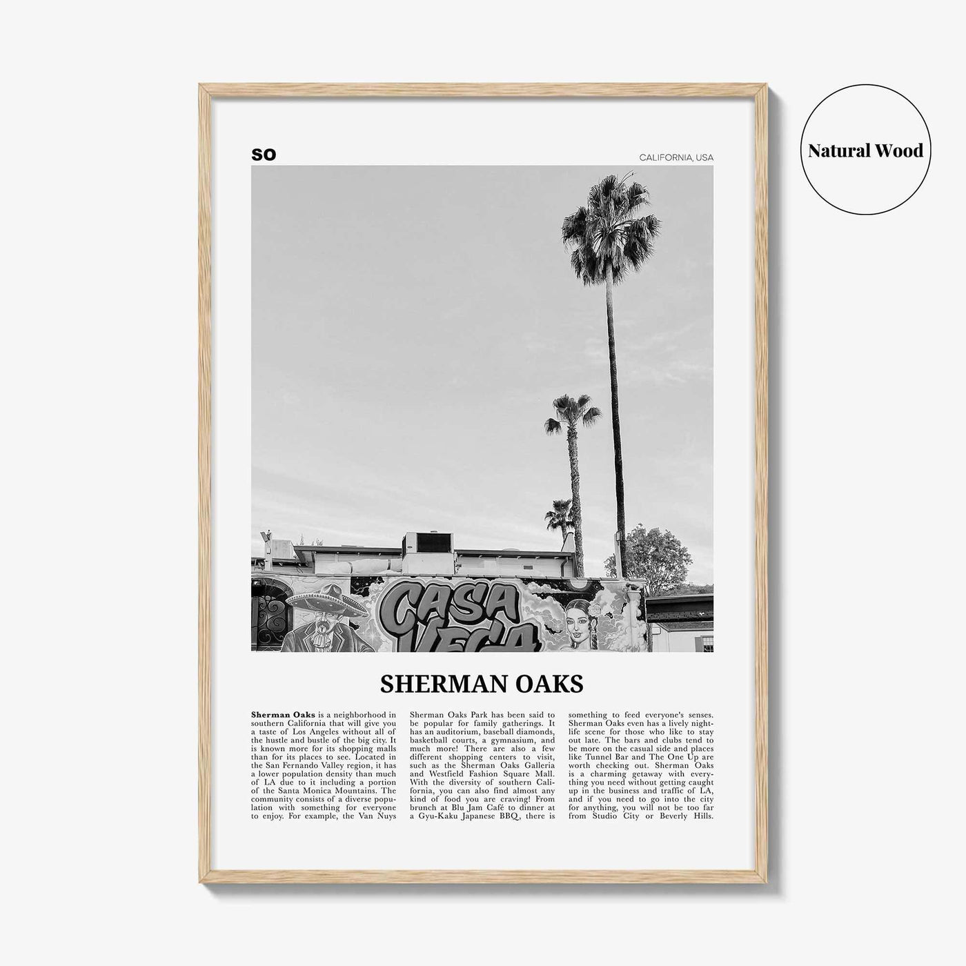 Sherman Oaks Print Black and White, Sherman Oaks Wall Art, Sherman Oaks Poster, Sherman Oaks Photo, Sherman Oaks Wall Decor, California, USA