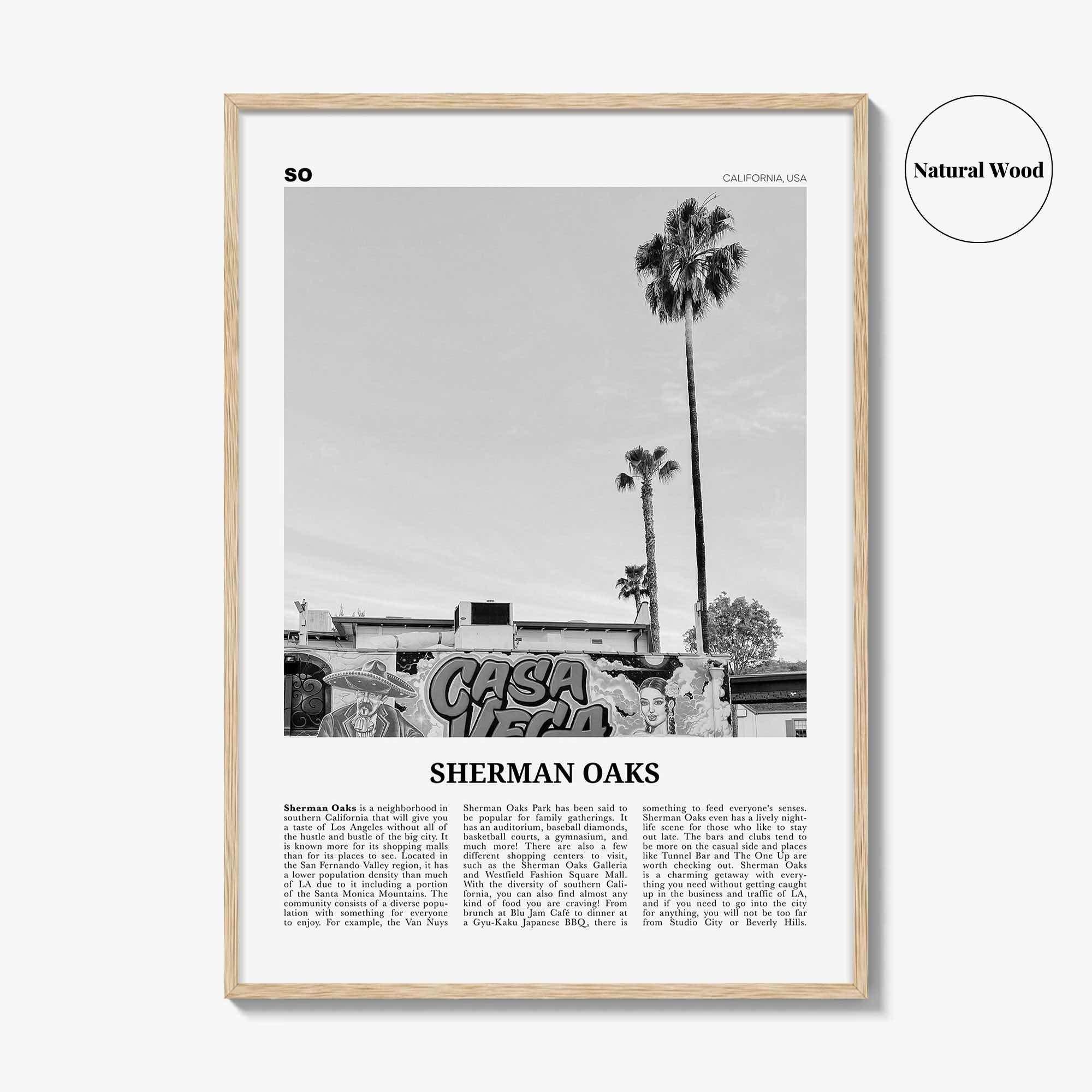 Sherman Oaks Print Black and White, Sherman Oaks Wall Art, Sherman Oaks Poster, Sherman Oaks Photo, Sherman Oaks Wall Decor, California, USA