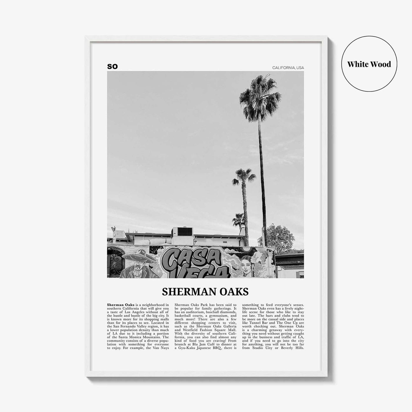 Sherman Oaks Print Black and White, Sherman Oaks Wall Art, Sherman Oaks Poster, Sherman Oaks Photo, Sherman Oaks Wall Decor, California, USA
