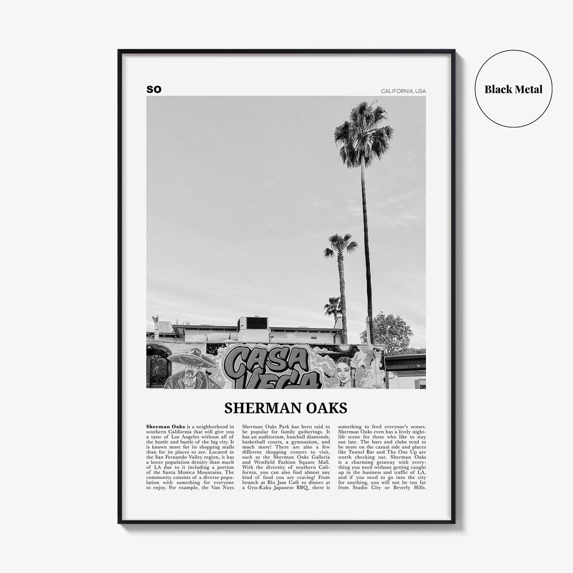 Sherman Oaks Print Black and White, Sherman Oaks Wall Art, Sherman Oaks Poster, Sherman Oaks Photo, Sherman Oaks Wall Decor, California, USA