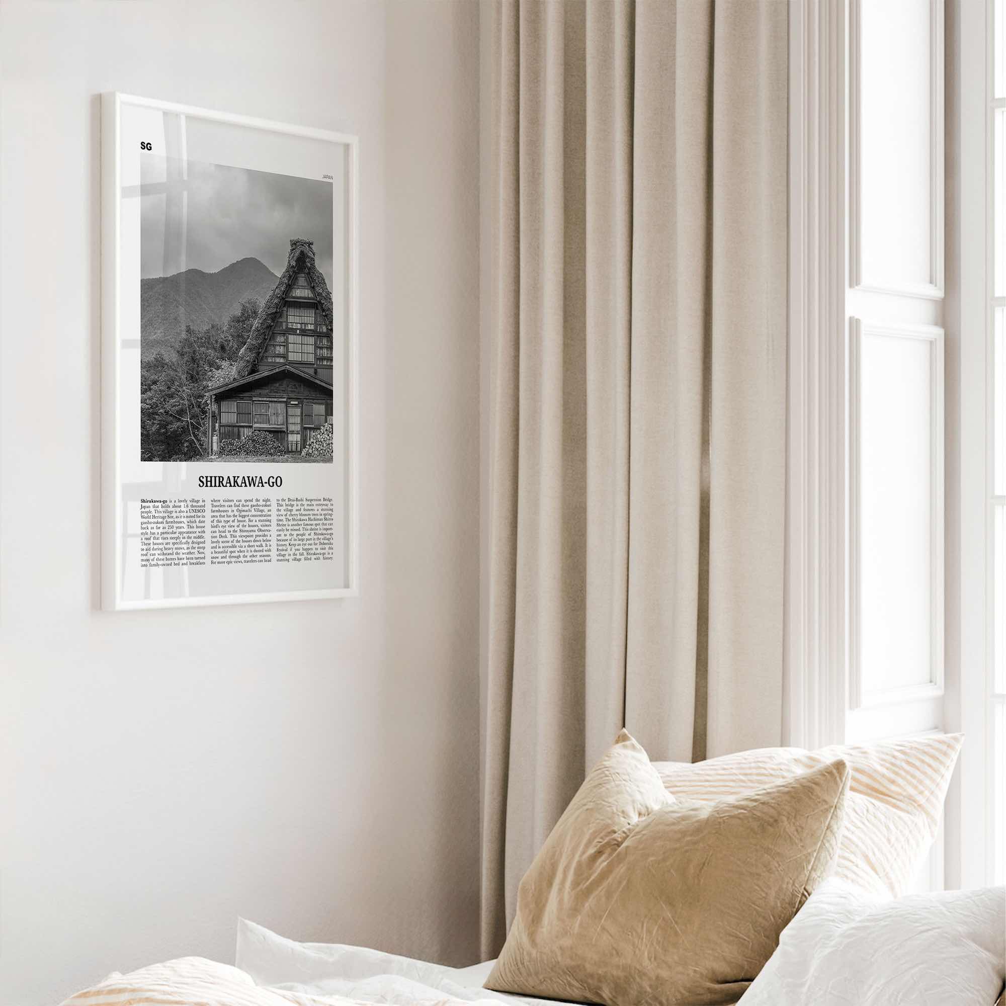 Shirakawa Go Print Black and White, Shirakawa-go Wall Art, Shirakawa-go Poster, Shirakawa-go Photo Shirakawa-go Décor Shirakawa-go Map Japan