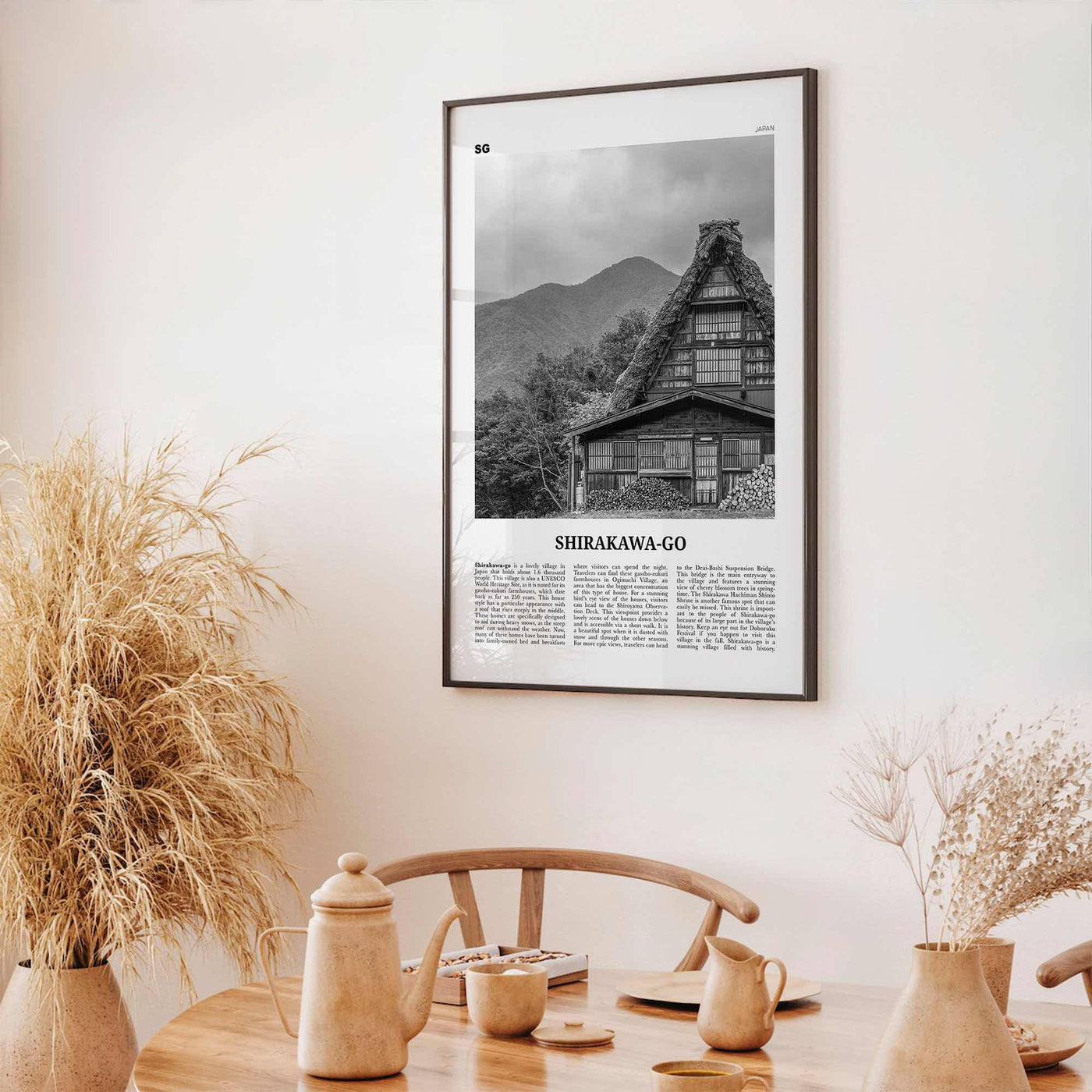 Shirakawa Go Print Black and White, Shirakawa-go Wall Art, Shirakawa-go Poster, Shirakawa-go Photo Shirakawa-go Décor Shirakawa-go Map Japan