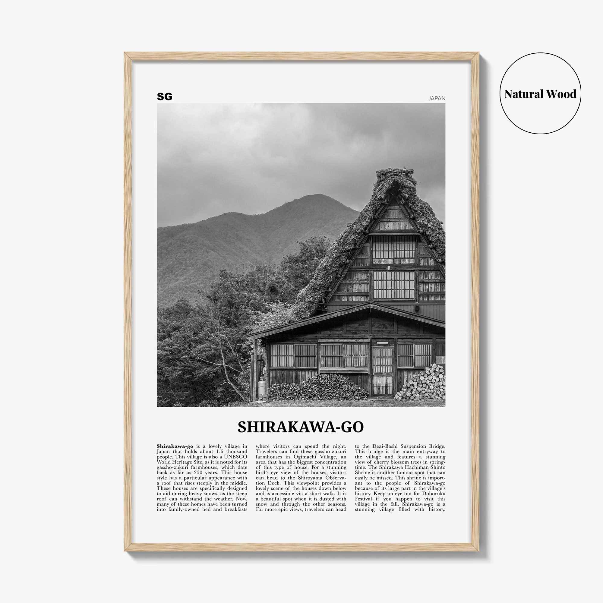Shirakawa Go Print Black and White, Shirakawa-go Wall Art, Shirakawa-go Poster, Shirakawa-go Photo Shirakawa-go Décor Shirakawa-go Map Japan