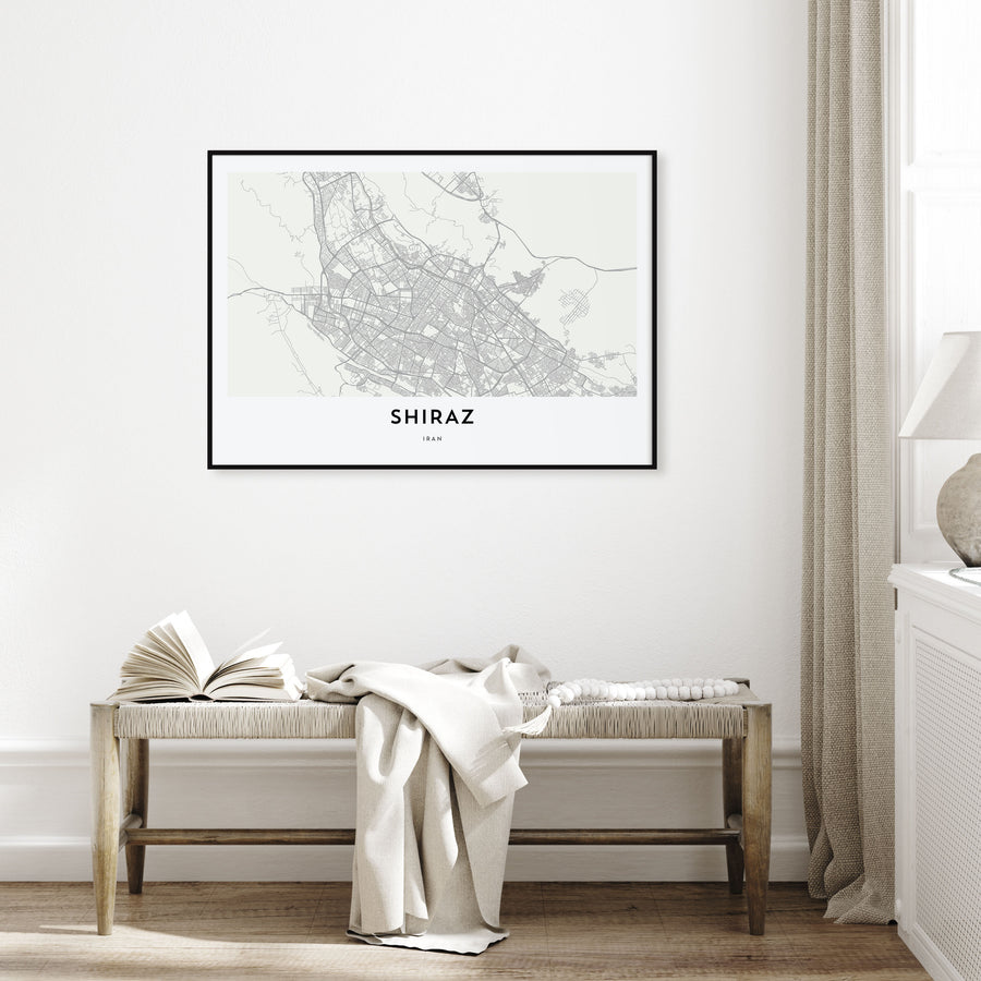 Shiraz Map Landscape Poster