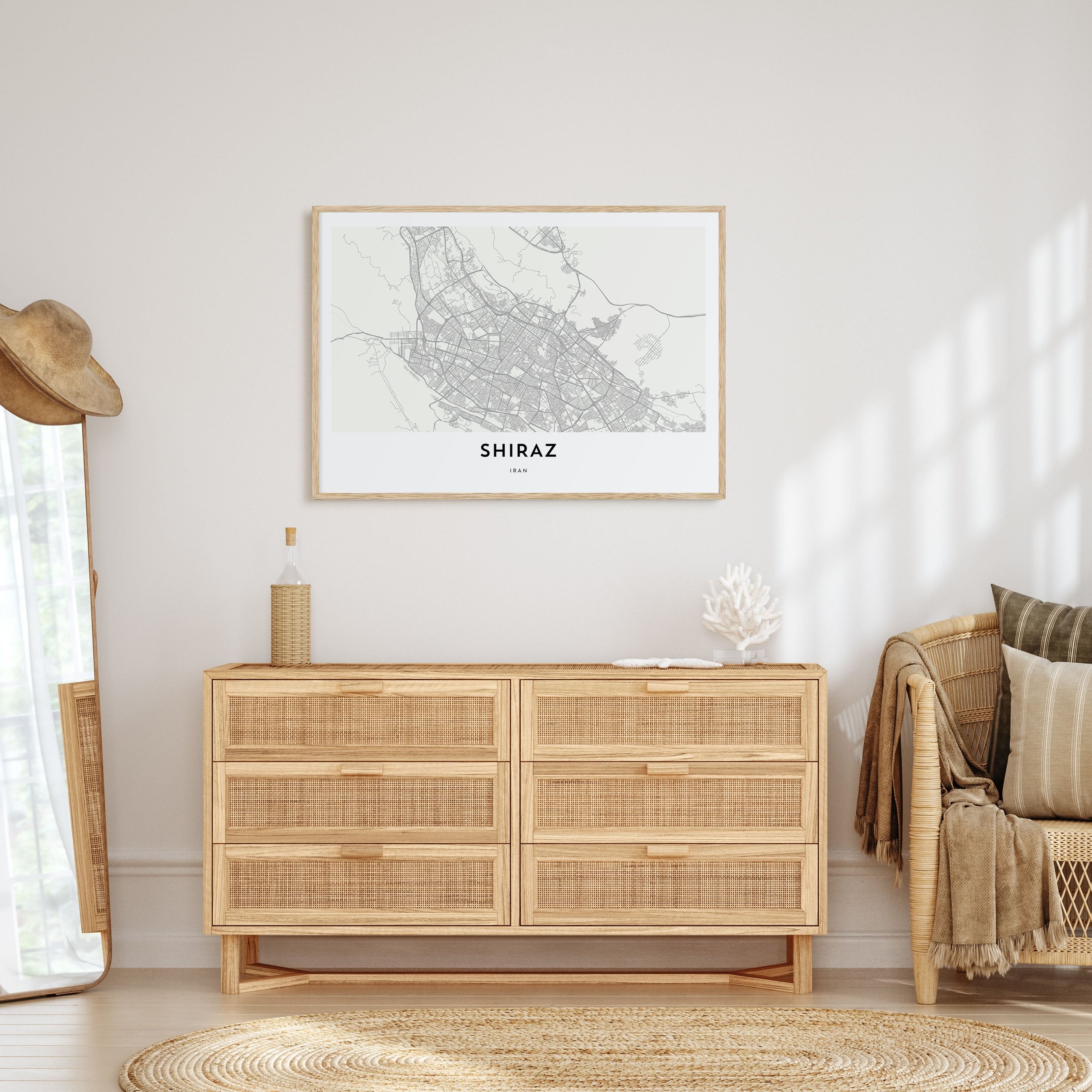 Shiraz Map Landscape Poster