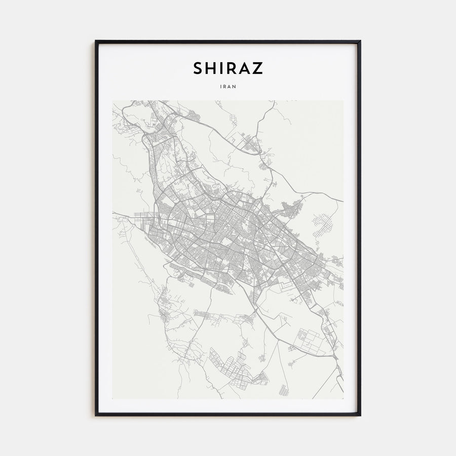 Shiraz Map Portrait Poster