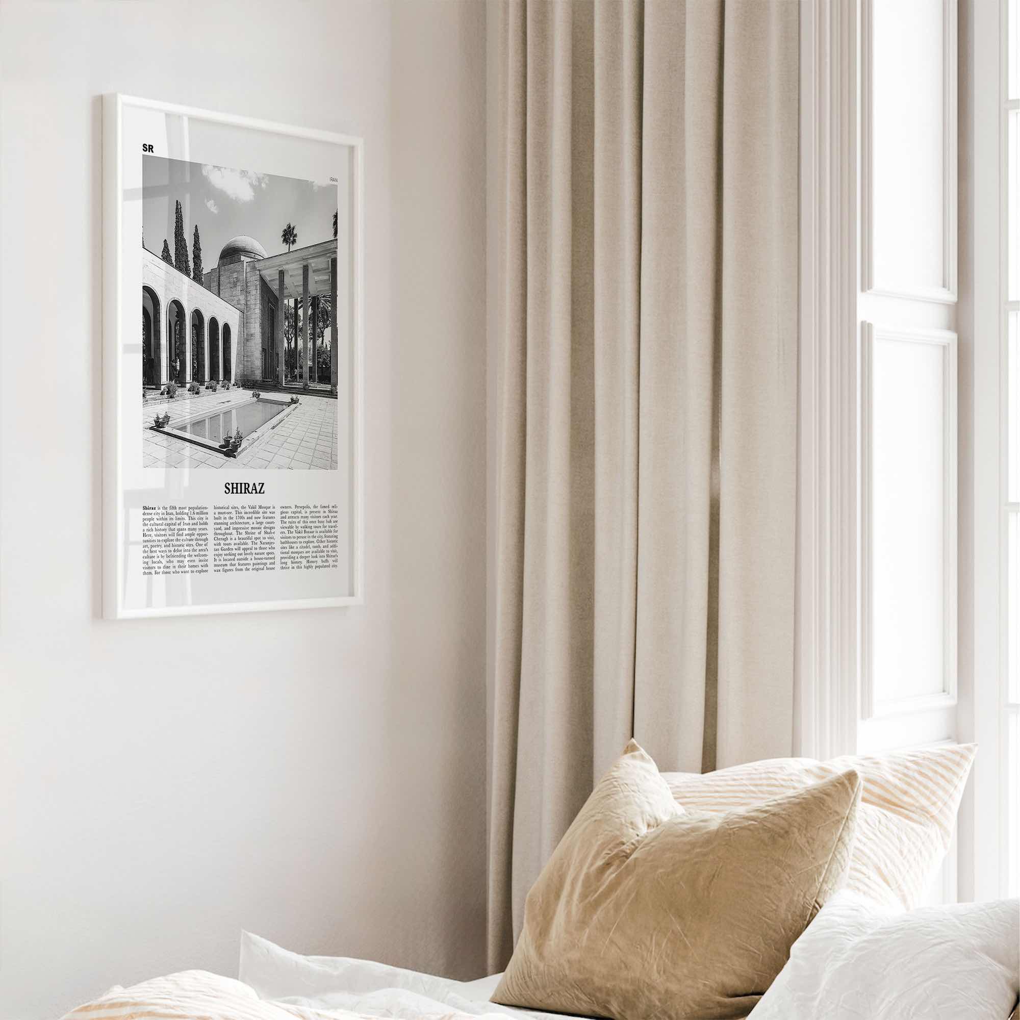 Shiraz Print Black and White, Shiraz Wall Art, Shiraz Poster, Shiraz Photo, Shiraz Wall Décor, Shiraz Map, Iran